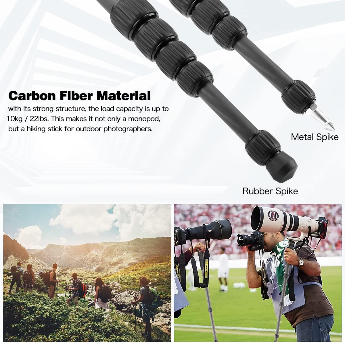Thumbnail 4 de Koolehaoda Carbon Fibre Monopod MP286C — 6-Section, 10kg Load, Lightweight Portable Monopod