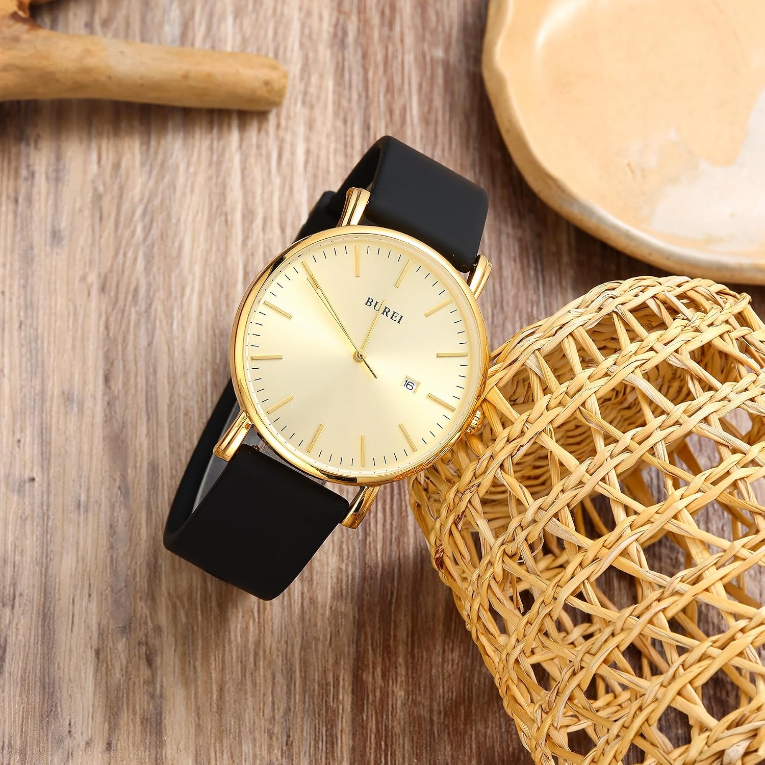 Thumbnail 3 de BUREI Minimalist Montre Homme Classy Date – Calibre quartz japonais, bracelet silicone et acier 316L