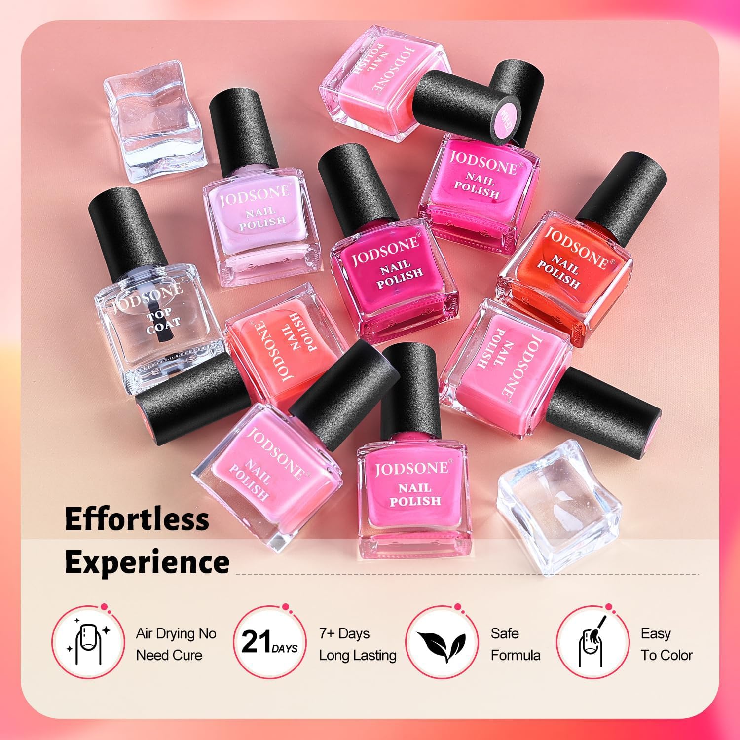 Thumbnail 4 de JODSONE set di 12 smalti per unghie con 10 colori rosa + base coat e top coat ad asciugatura rapida