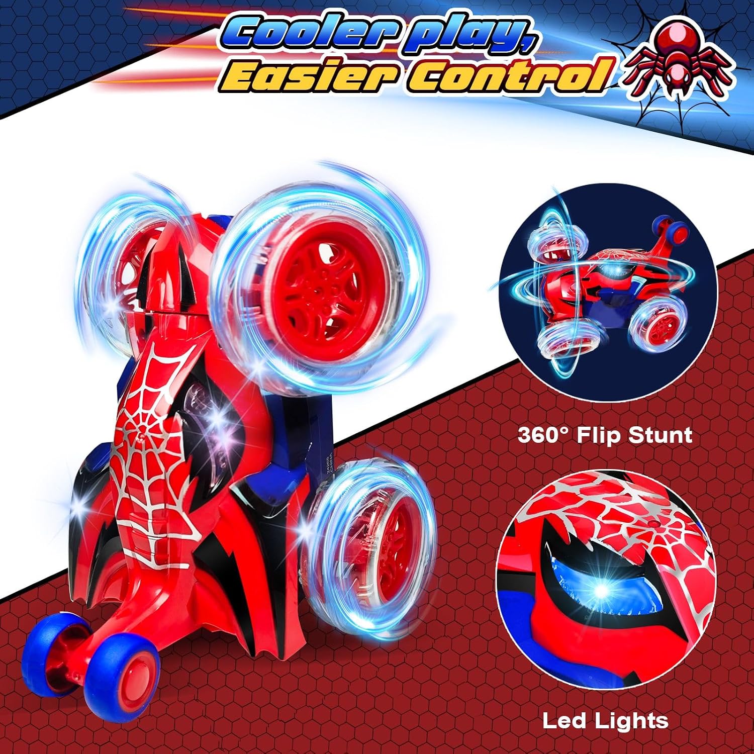 Detalle de Logth CF24020 Spider RC Stunt Crawler with 360° Flips and LED Lights