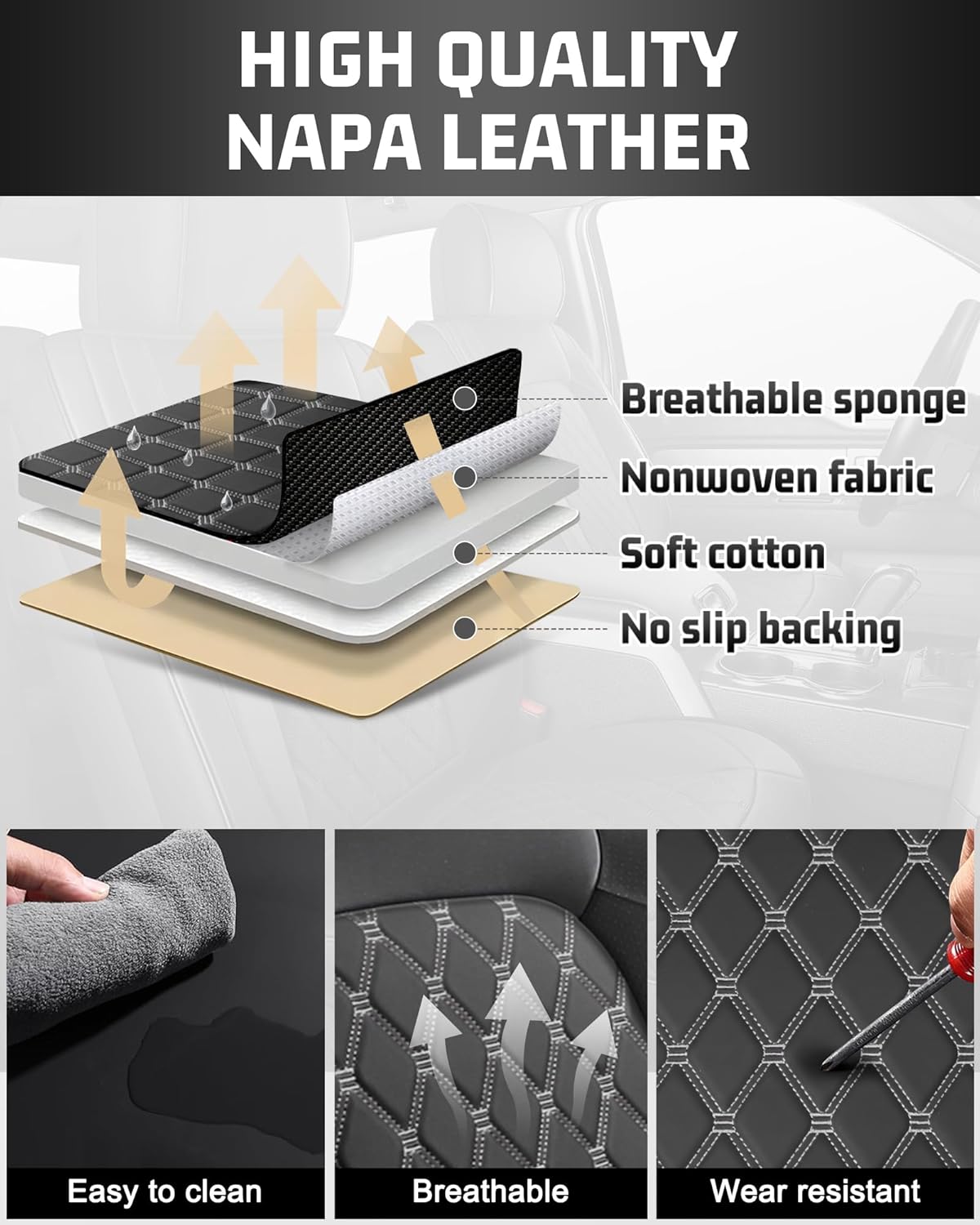 Thumbnail 6 de Umbrauto Custom Fit Seat Covers for Ford F-150 (2015-2026) & F-Series Super Duty (2017-2026) — Waterproof Nappa Leather