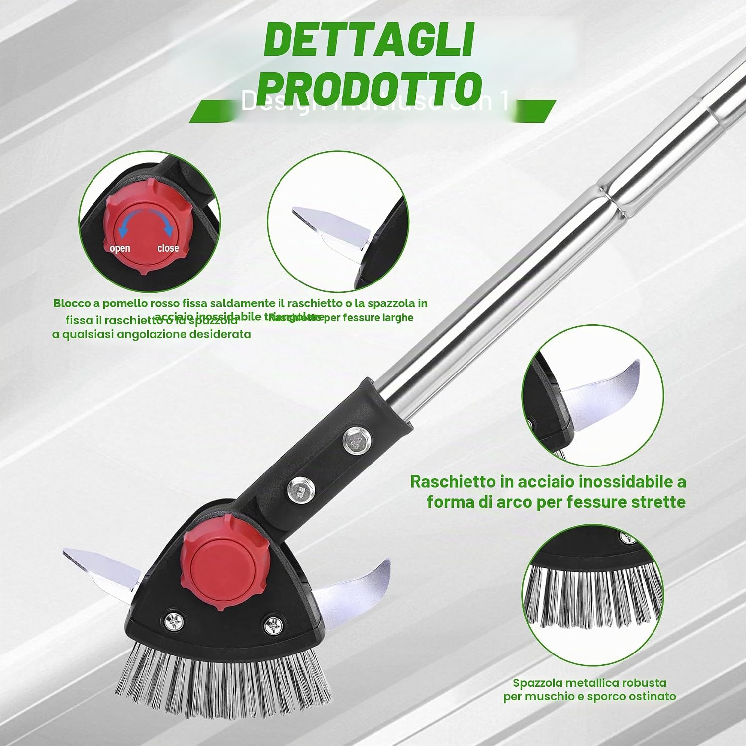 Thumbnail 6 de BARAYSTUS Estirpatore Erbacce Manuale 3 in 1: potenza, versatilità e manico regolabile per giunti e vialetti