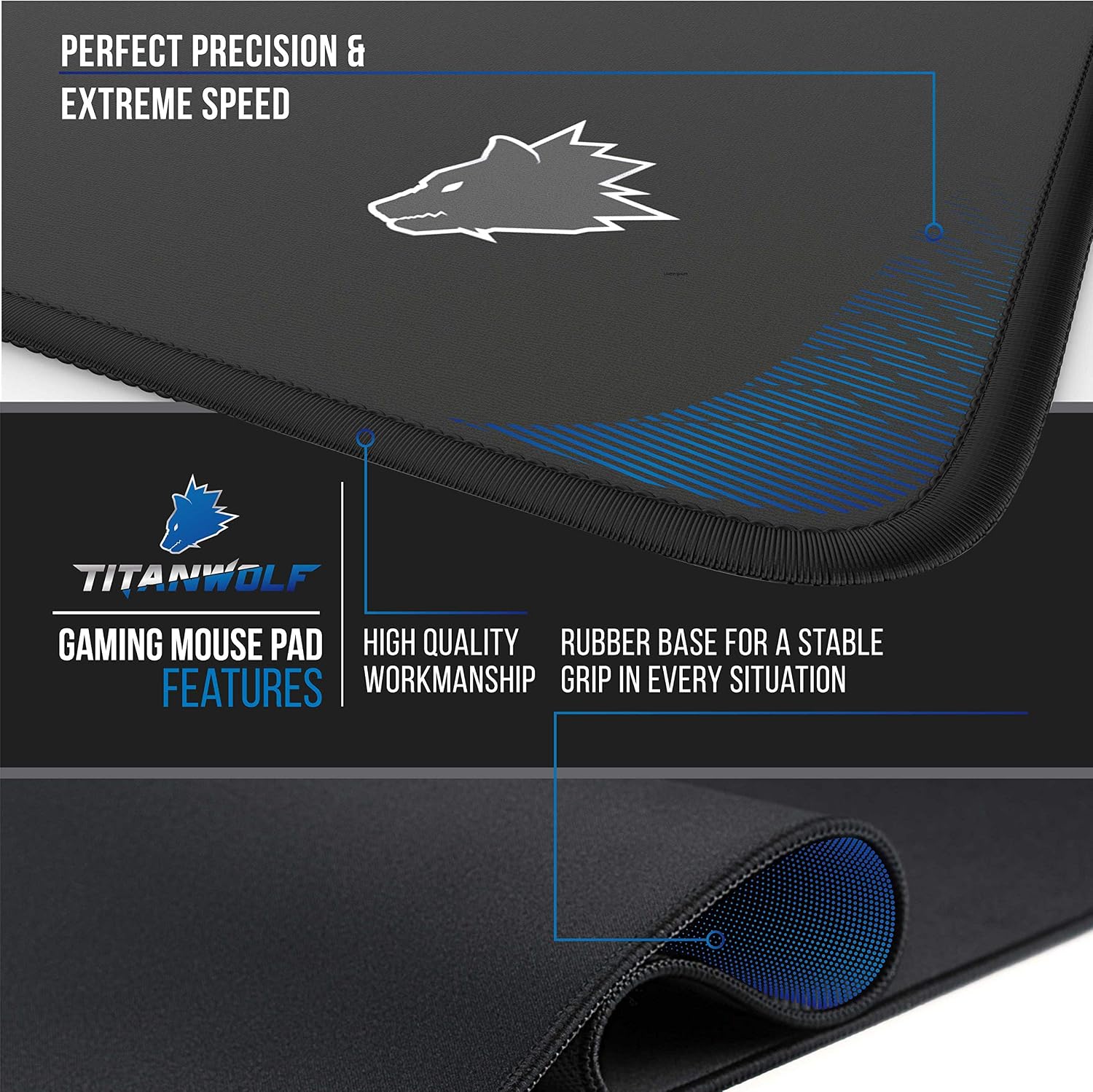 Detalle 2 de TITANWOLF XXL Speed Mouse Mat 900x400mm