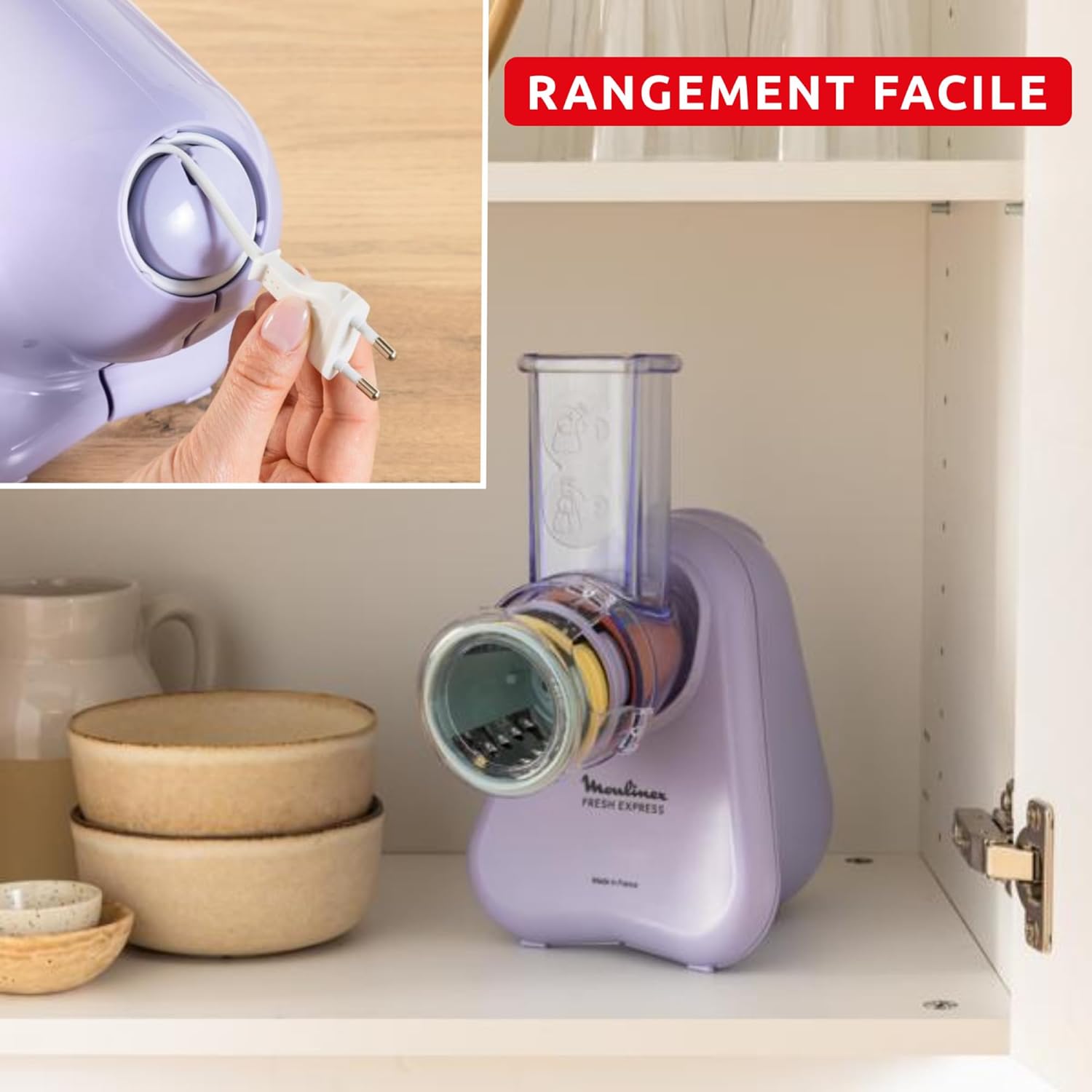 Thumbnail 5 de Moulinex Fresh Express DK8546E0 – découpe-légumes électrique émincer, trancher et râper, lilas