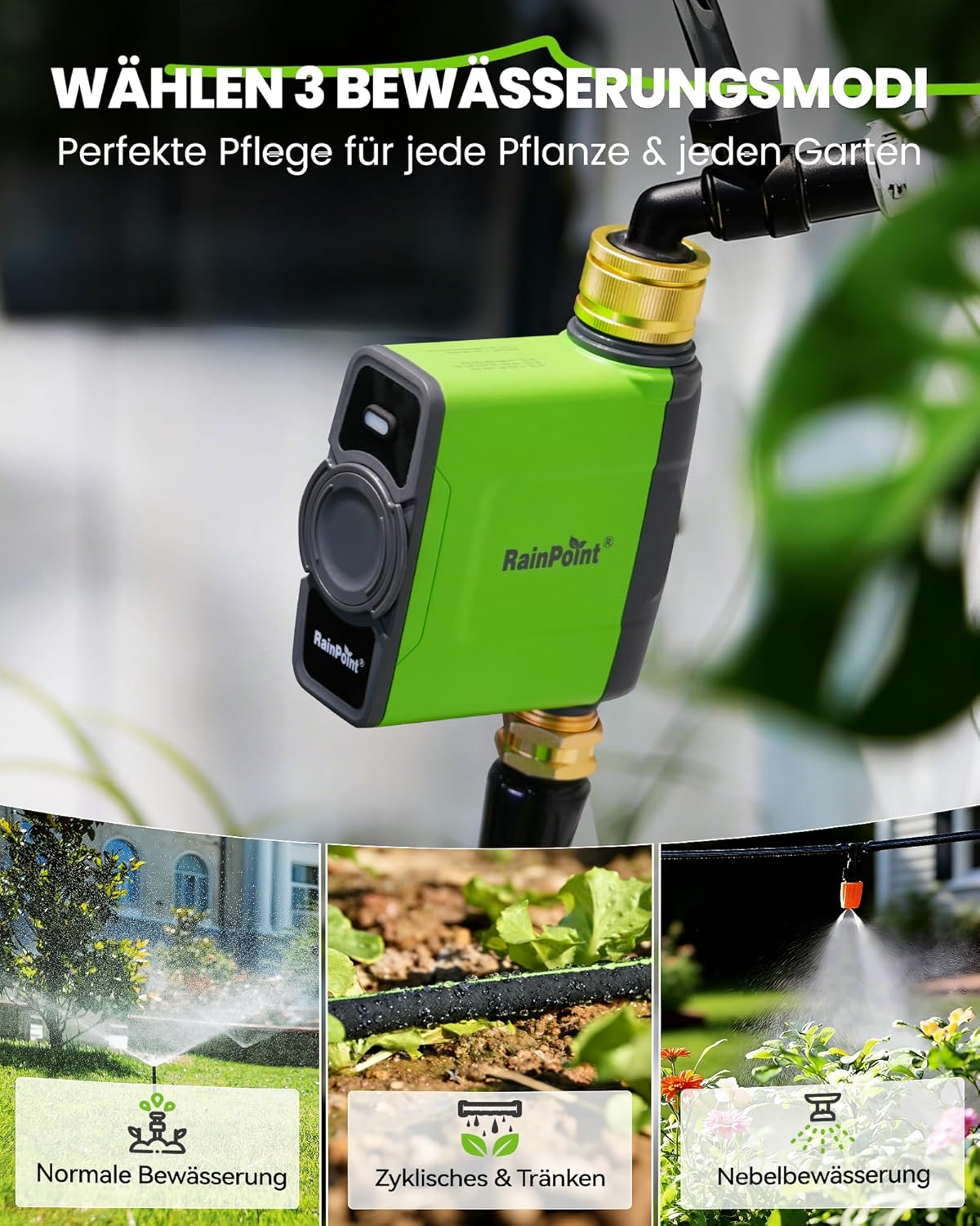 Thumbnail 3 de RAINPOINT Bewässerungscomputer WLAN mit Messing-Ein- und Ausgang – automatisierte, wetterbasierte Gartenbewässerung