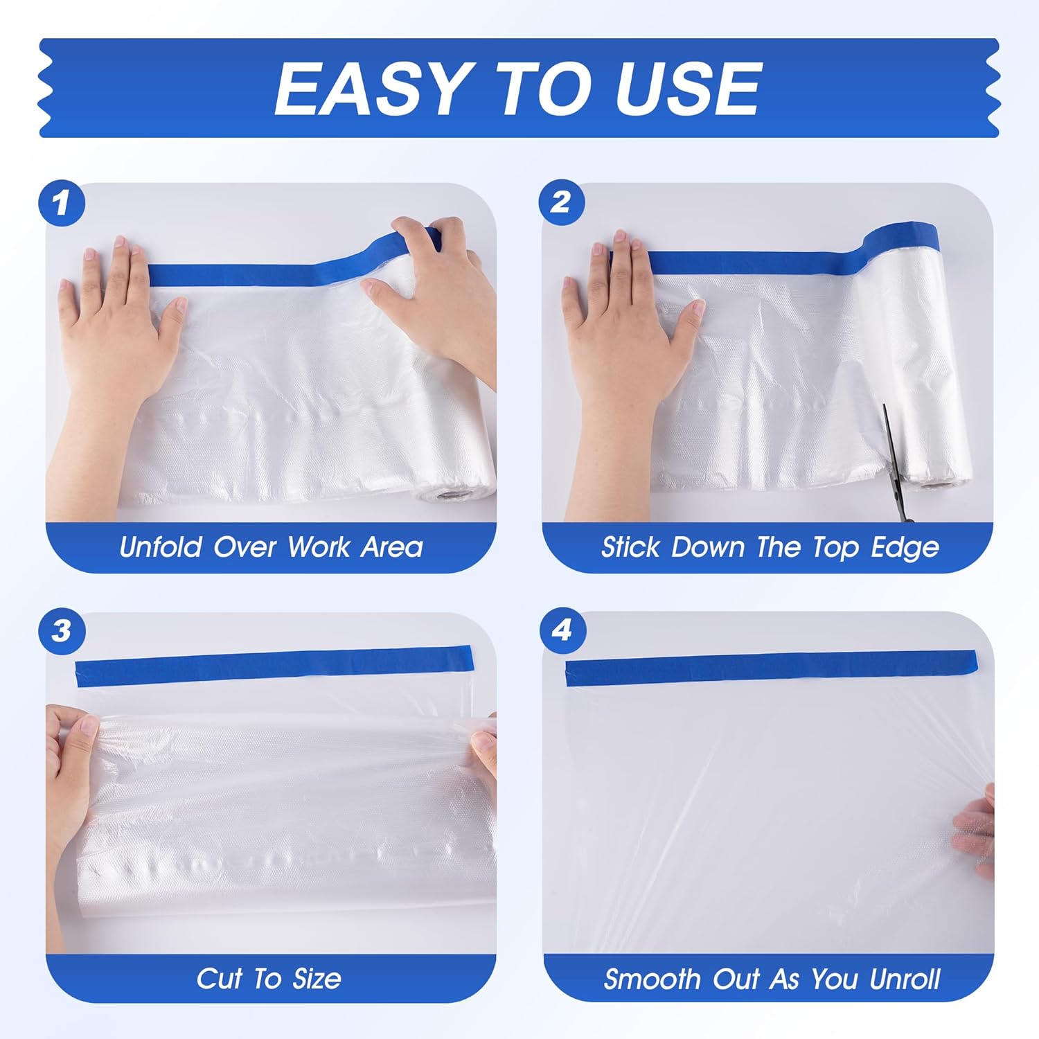 Thumbnail 5 de LLPT Tape and Drape Pre-Taped Masking Film | 2 Pack, 200cm x 20m – Versatile Painter's Plastic Dust Sheets