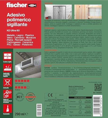 Thumbnail 5 de Fischer KD ULTRA 60 Grigio – Adesivo Polimerico Sigillante MS Extra Forte per Ambienti Interni ed Esterni