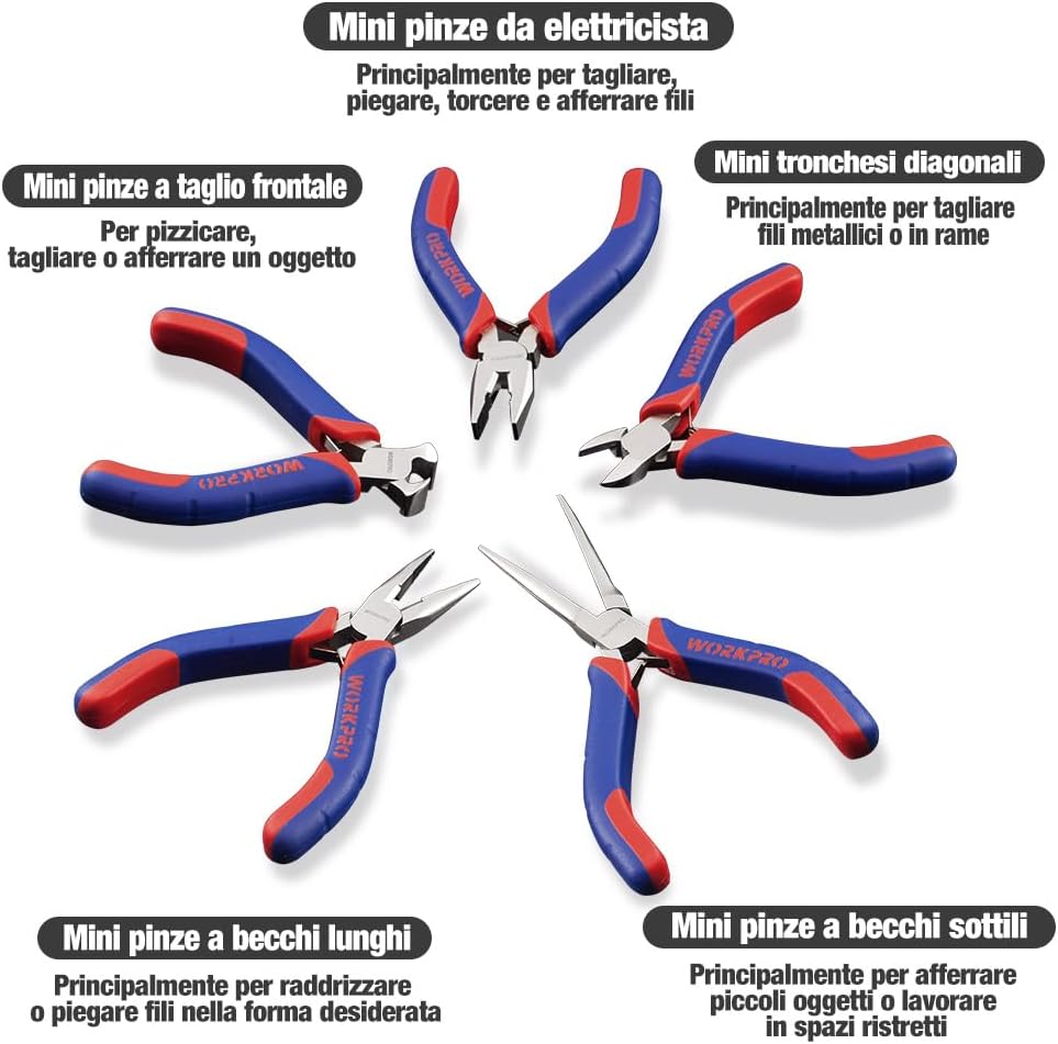 Thumbnail 1 de WORKPRO Set di Mini Pinze, 5 Pezzi: precisione e versatilità per gioielli e orologi