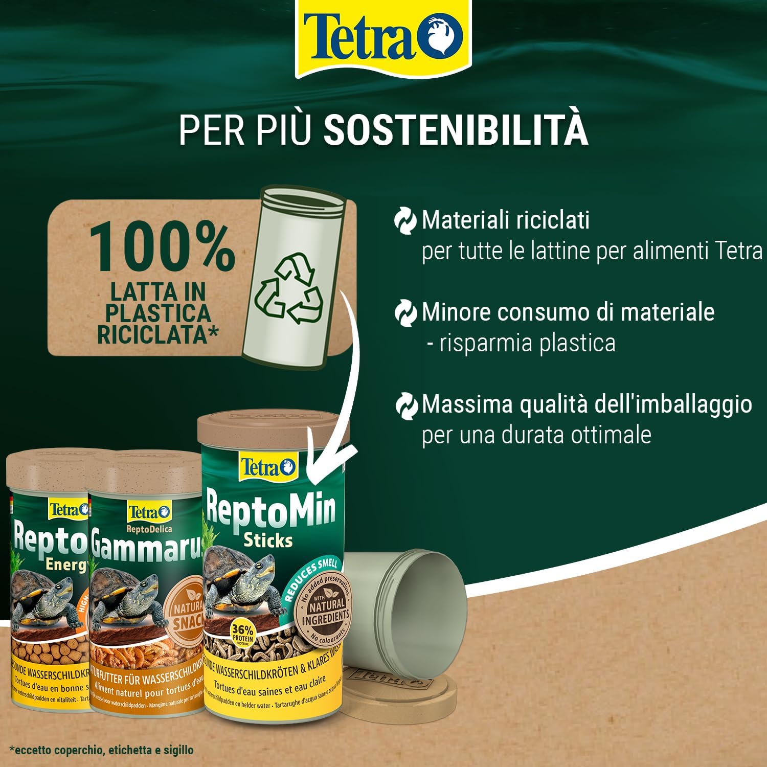 Detalle de Tetra ReptoMin Energy Turtle Food – Alimento premium per tartarughe, lattina 250 ml