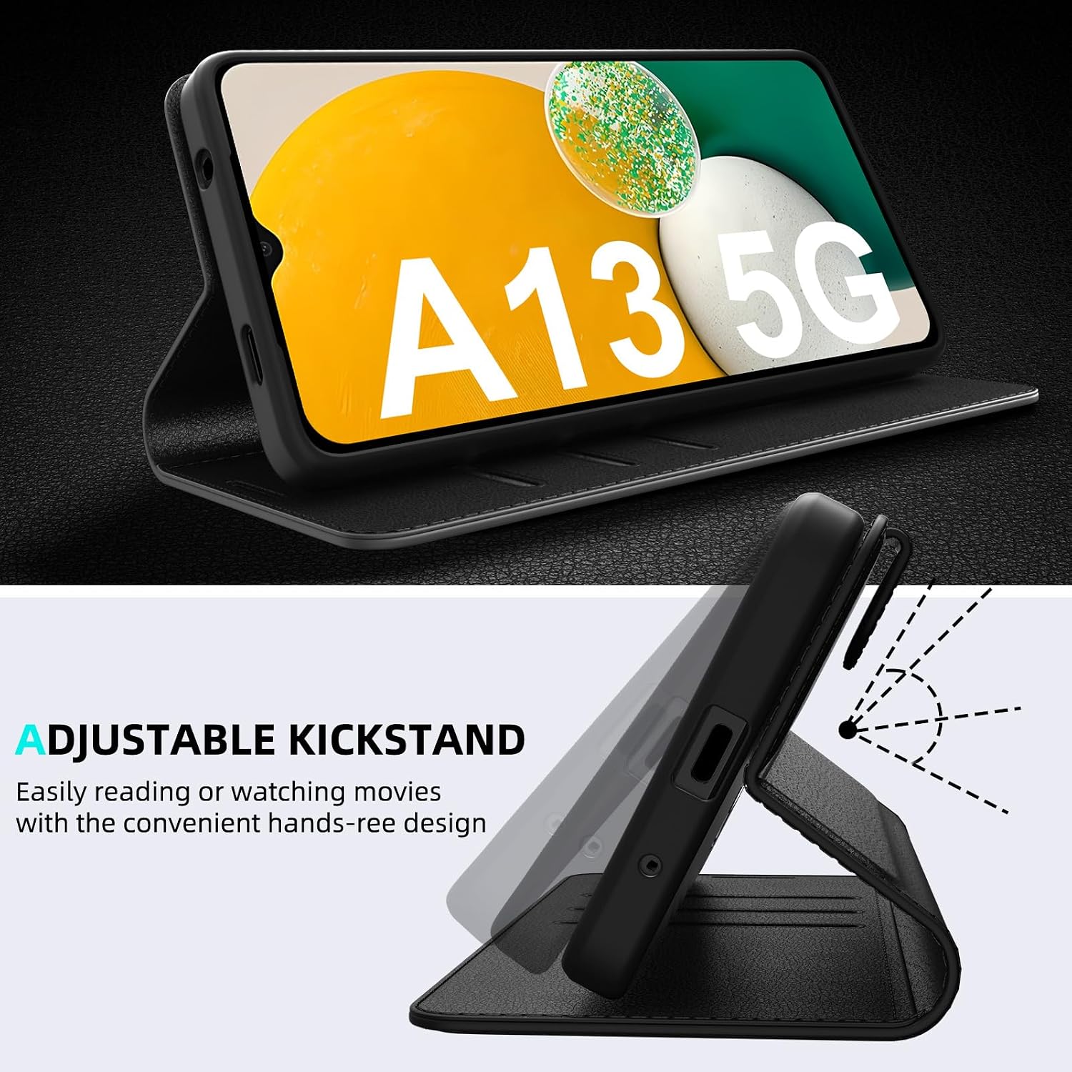Detalle 2 de Eirltiy Custodia Portafoglio in Pelle PU Premium per Samsung Galaxy A13 5G – Protezione 360° con Vetro Temperato