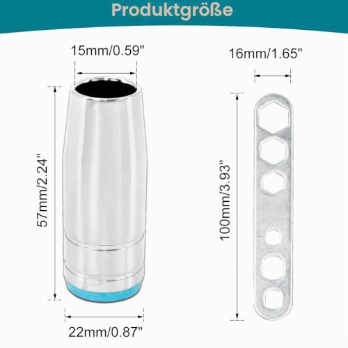 Detalle 1 de EATBALE MIG/MAG-Gasdüsen für 25MB/AK25-Brenner, konisch, 6 Stück mit Schlüssel