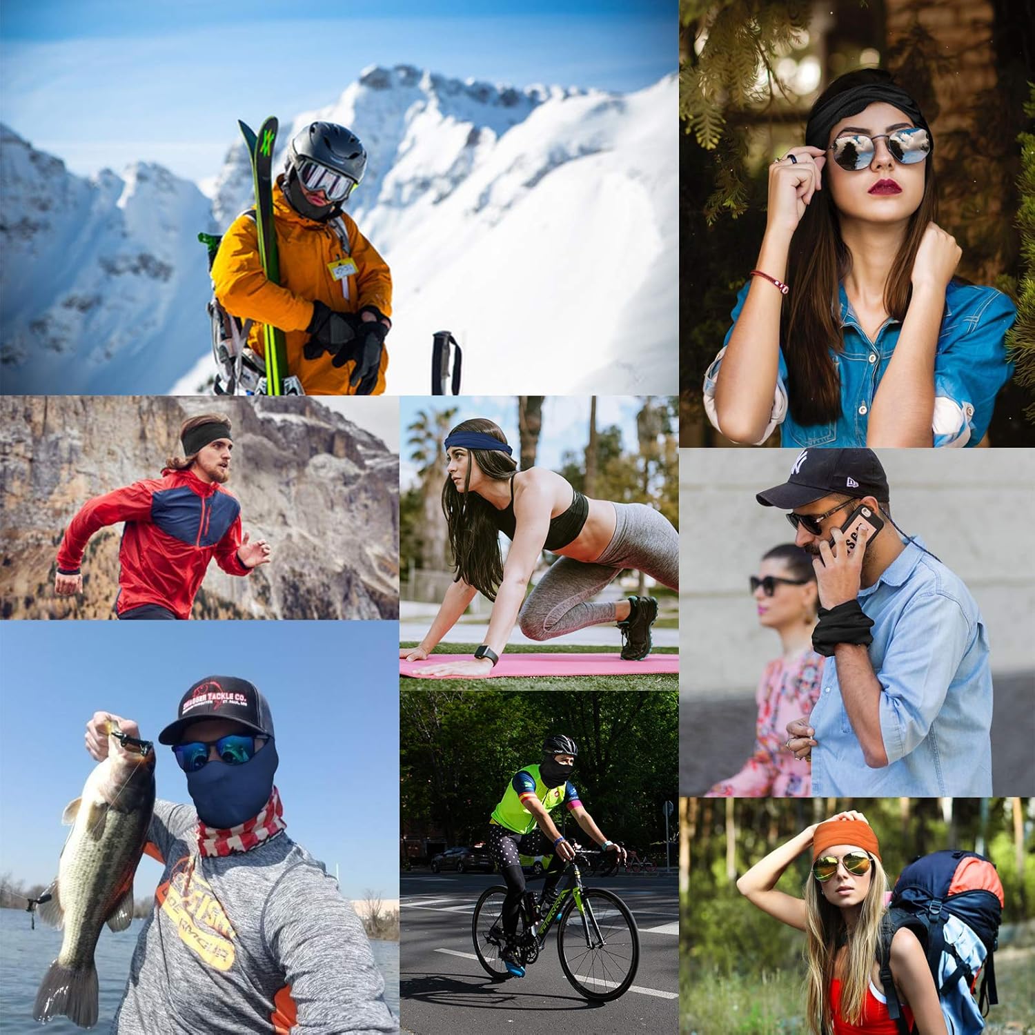 Thumbnail 6 de Flintronic Copricapo multifunzione da 6 pezzi: fasce, bandane e scaldacollo UV per bici, yoga e trekking