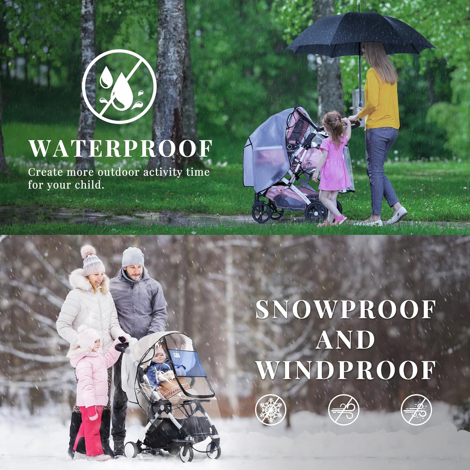 Thumbnail 6 de Bemece Universal Rain Cover for Pushchair Stroller Pram – All‑Round Weather Shield (L)