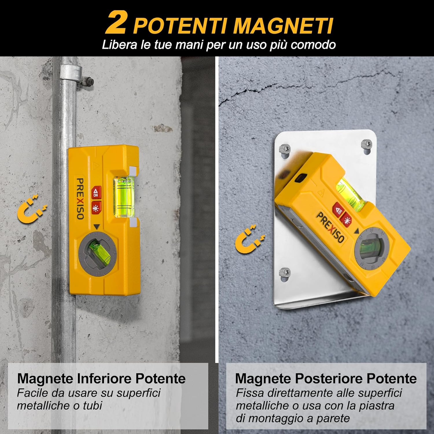 Thumbnail 3 de PREXISO Livella Laser 2 in 1: Torpedo mini con LED e linea laser da 10 m per appendere quadri e decorazioni