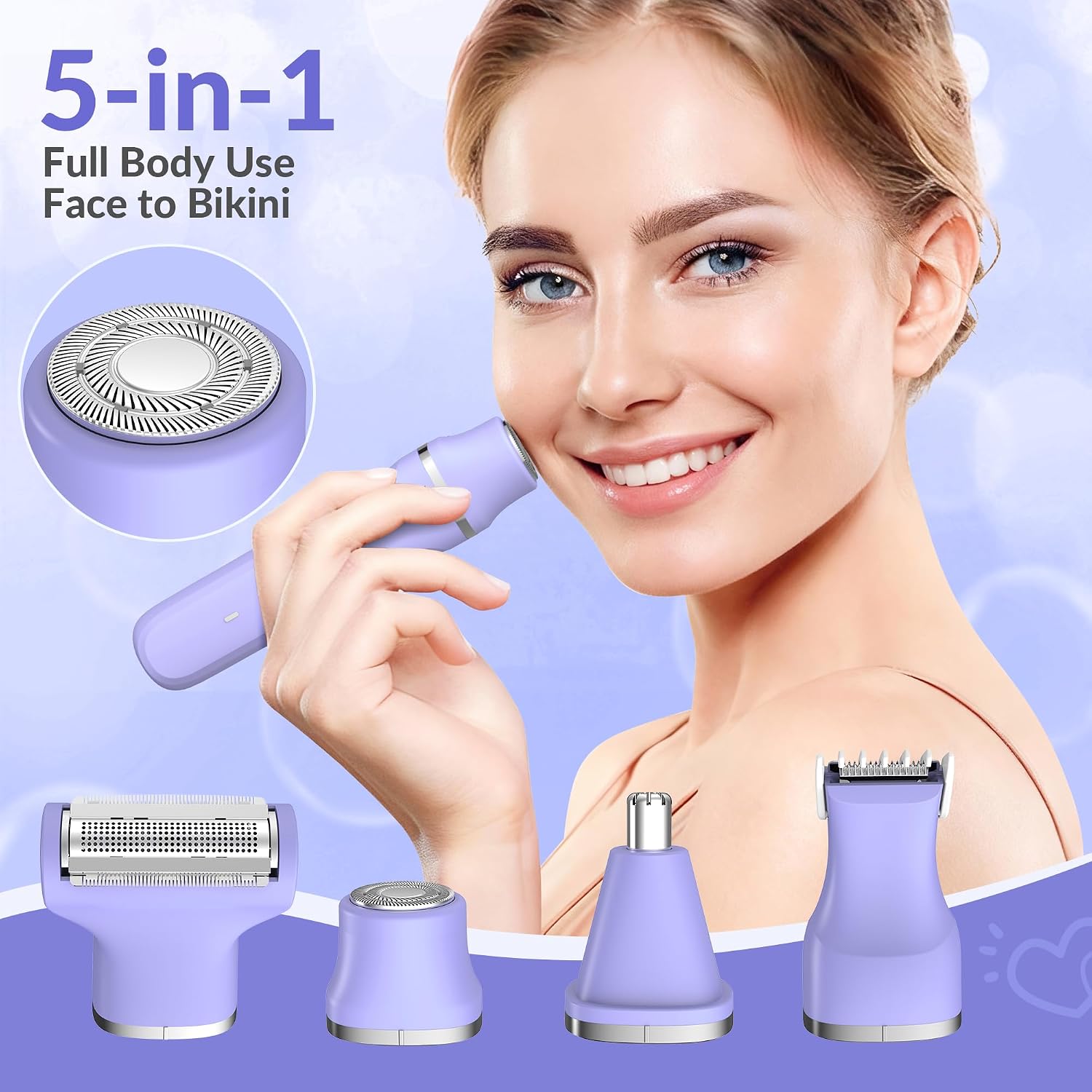 Detalle de KINGTEE 5-in-1 Electric Bikini Trimmer for Women