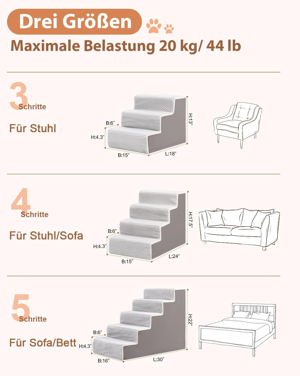 Detalle 2 de KSIIA Hundetreppe 33 cm Hoch đŸ