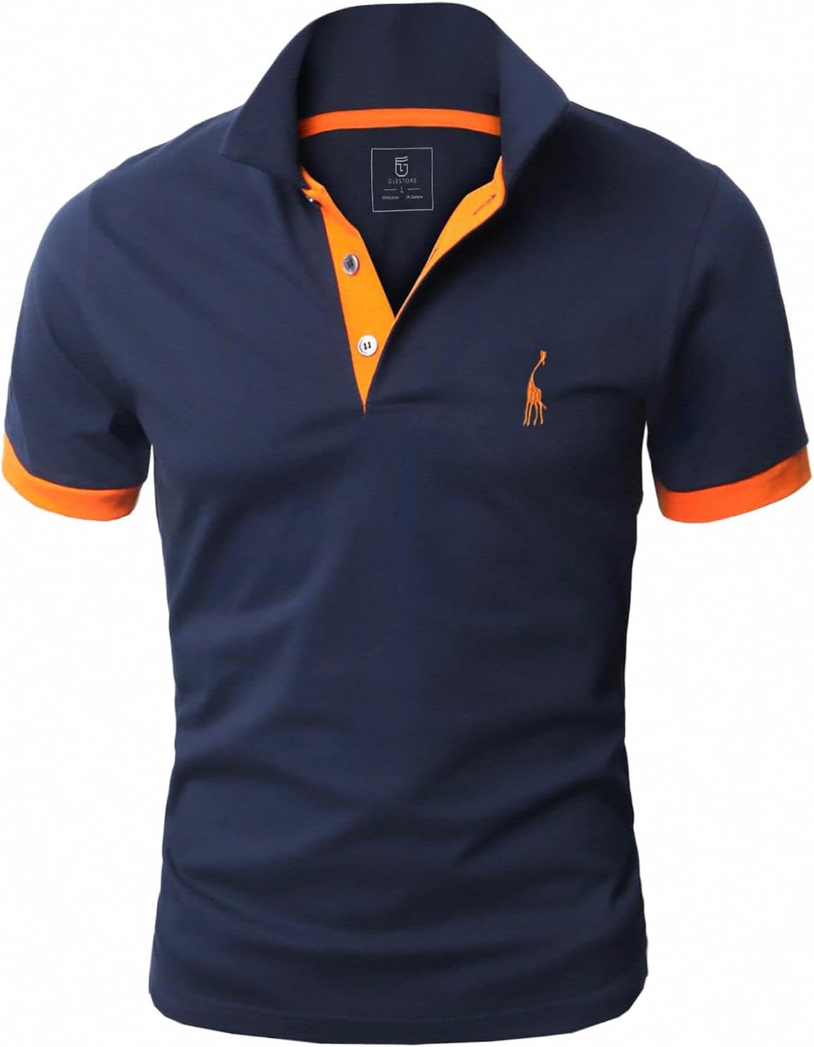 Detalle de GLESTORE Herren Poloshirt mit Giraffenstickerei – Kurzarm, Baumwolle-Elastan, ideal für Sommer & Golf