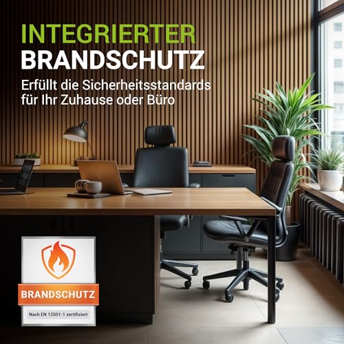Detalle de Juskys Akustikpaneele 4er Set 120x60 cm Eiche Natur Dunkel – Wandpaneele mit schallabsorbierendem Stoff