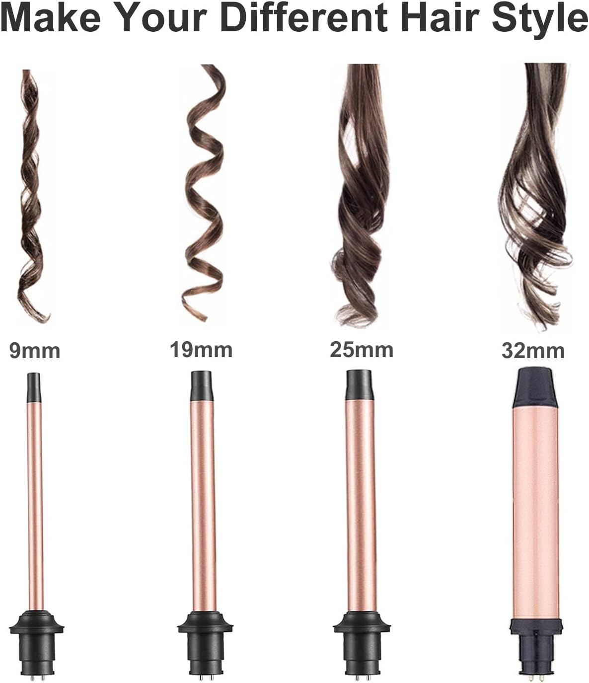 Detalle 2 de JAETON CW400G 4-in-1 Curling Wand Set with Ceramic Barrels and Dual Voltage