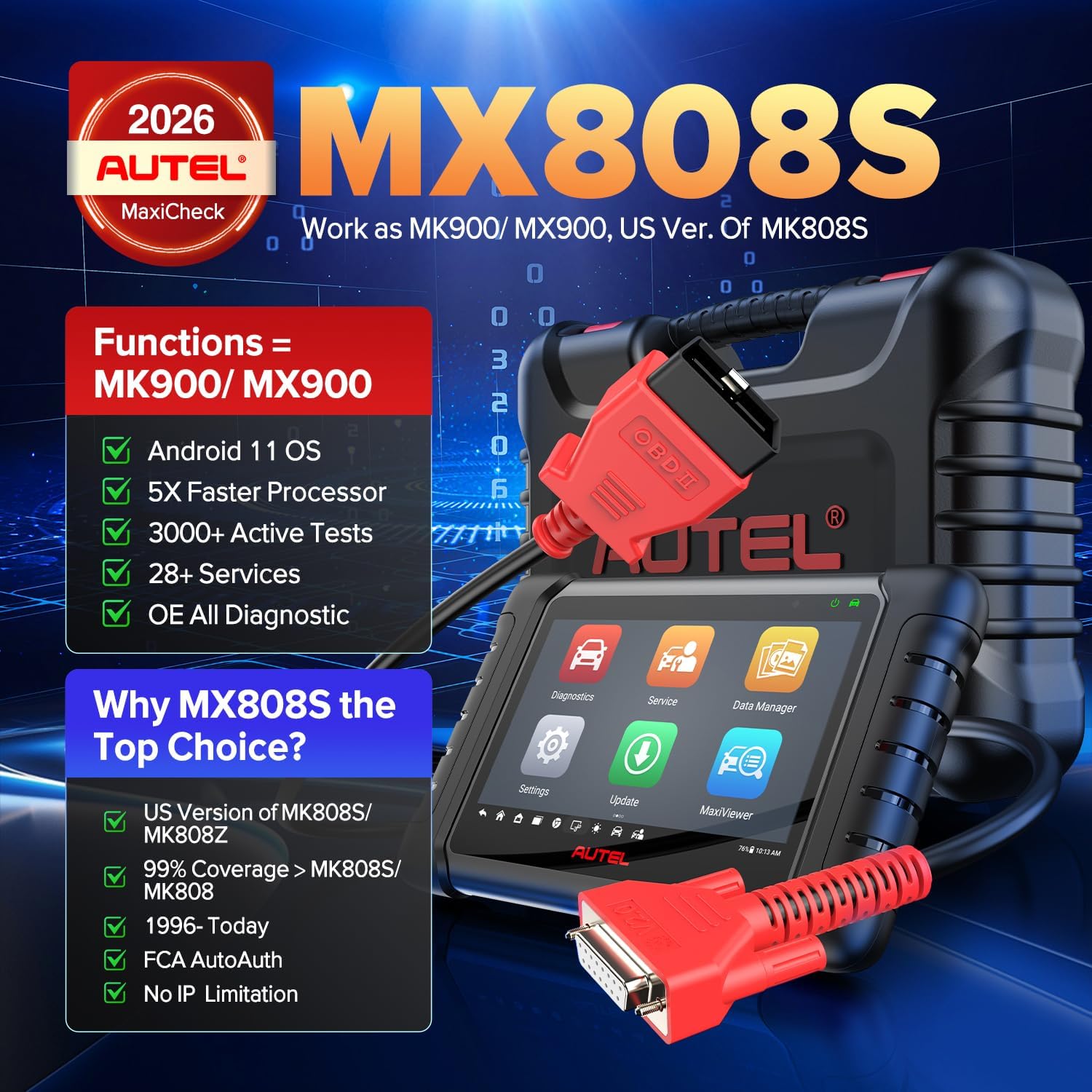 Thumbnail 1 de Autel MaxiCheck MX808S diagnostic scanner 3000+ tests