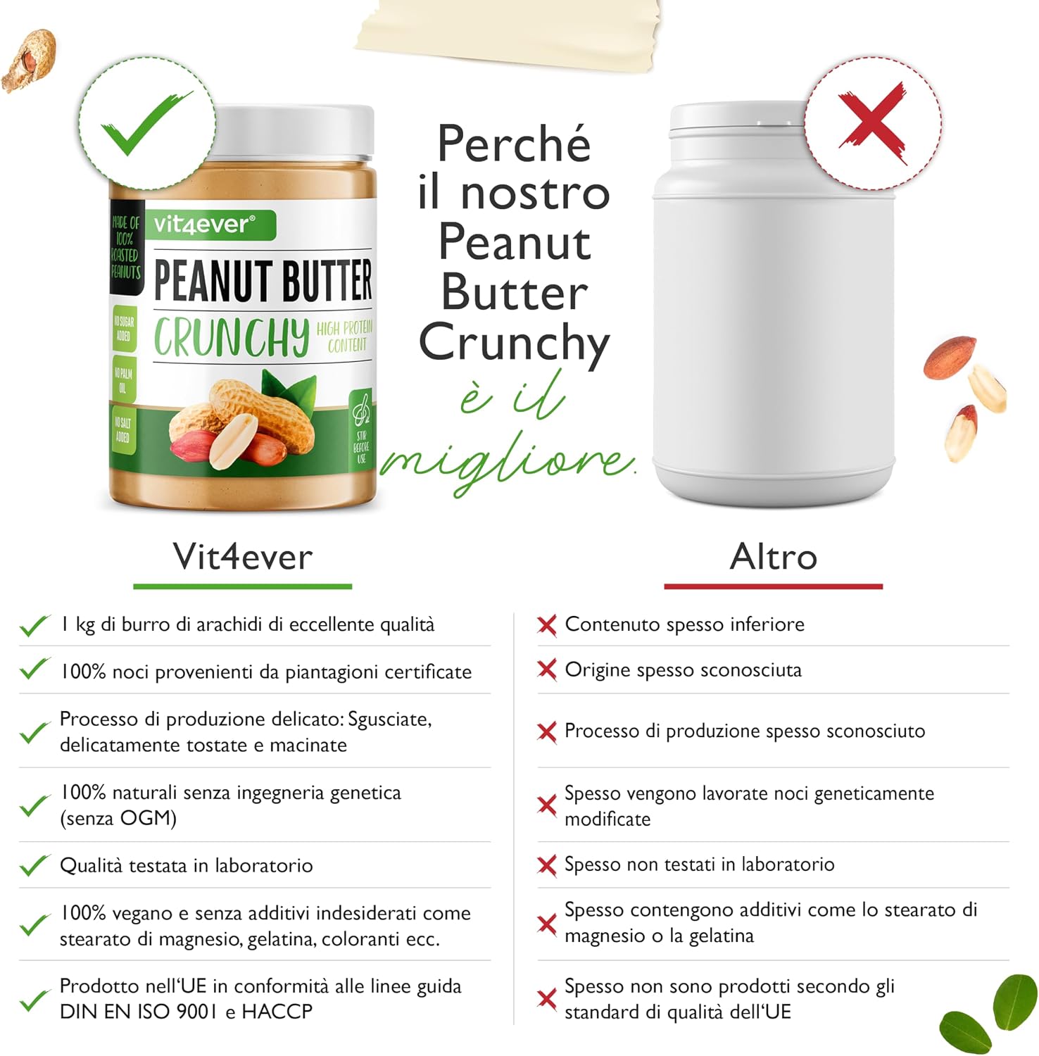 Detalle de Burro di arachidi croccante 1 kg naturare senza additivi – alto contenuto proteico e vegan