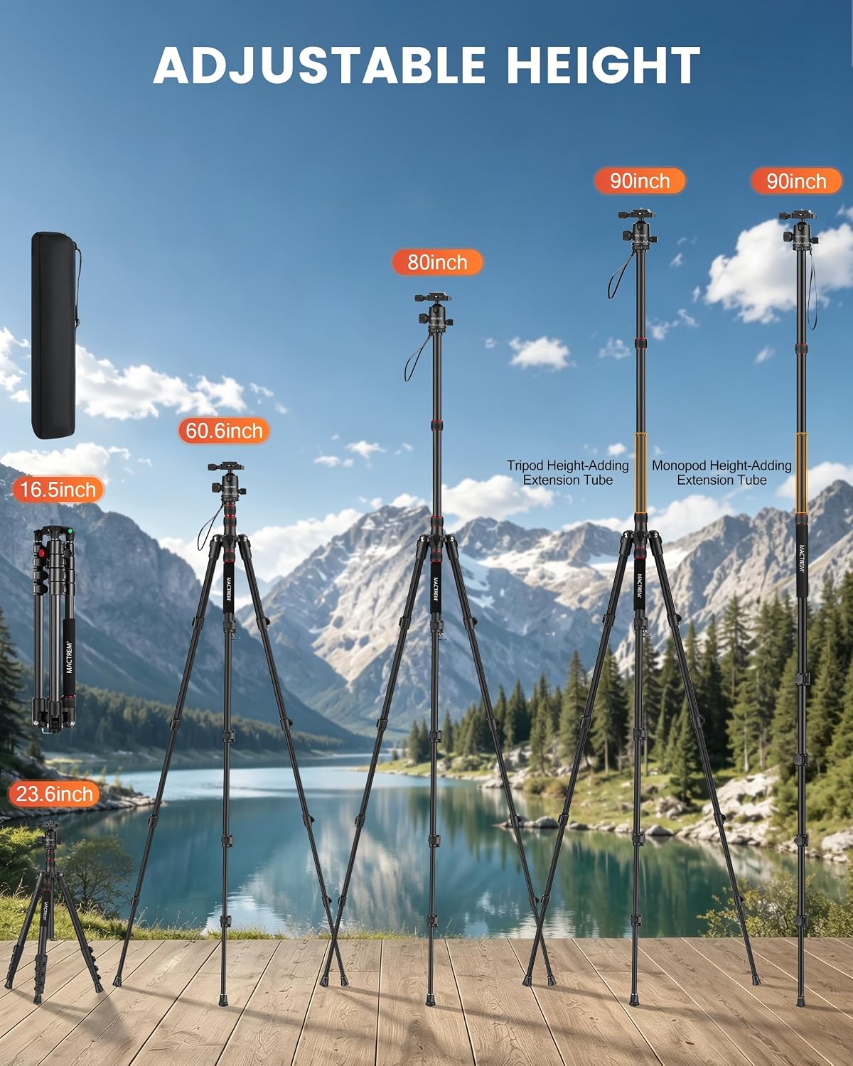 Thumbnail 1 de MACTREM 80 Inch Camera Tripod for DSLR