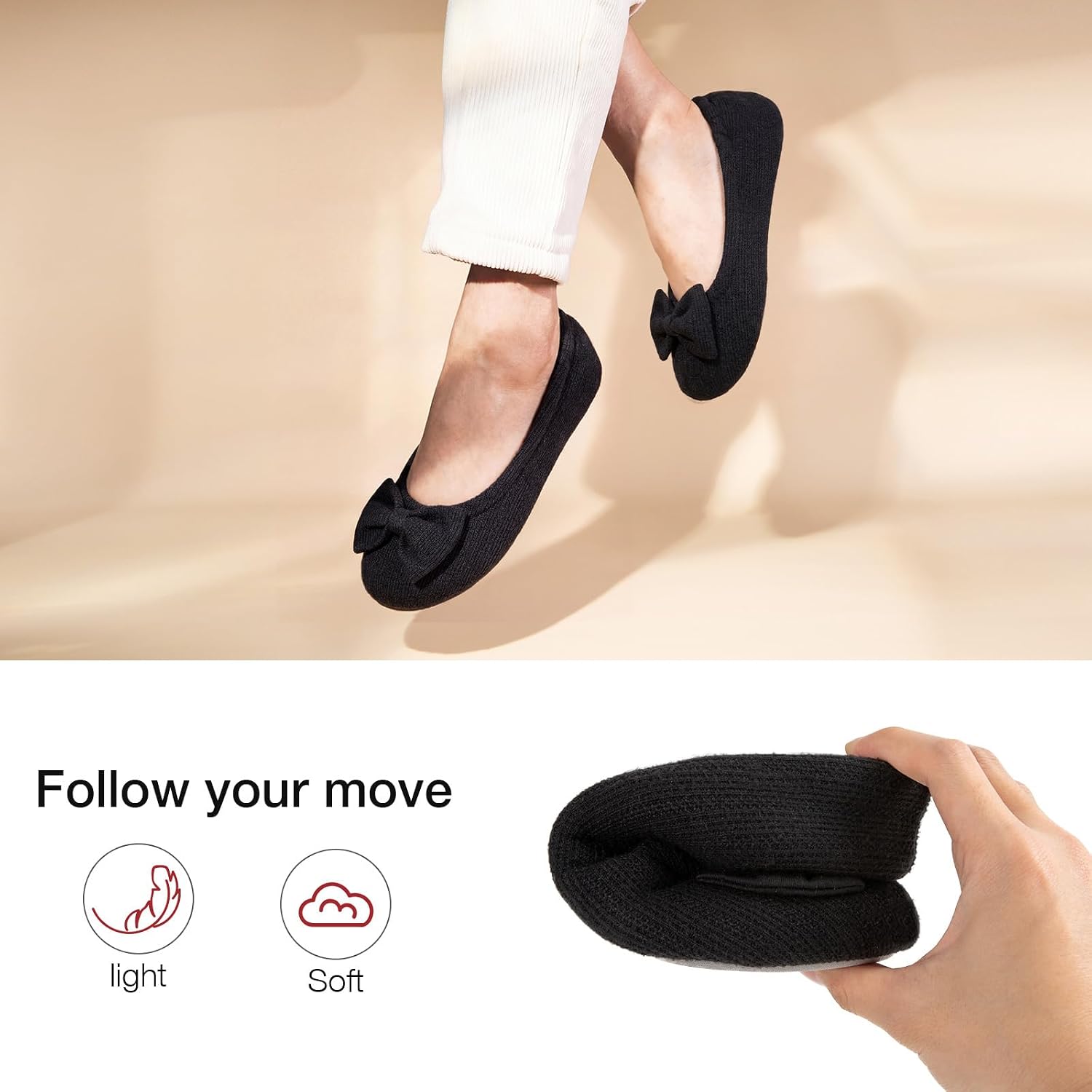 Detalle 2 de EverFoams Women’s Ballerina Slippers with Memory Foam & Stretchable Heel Design