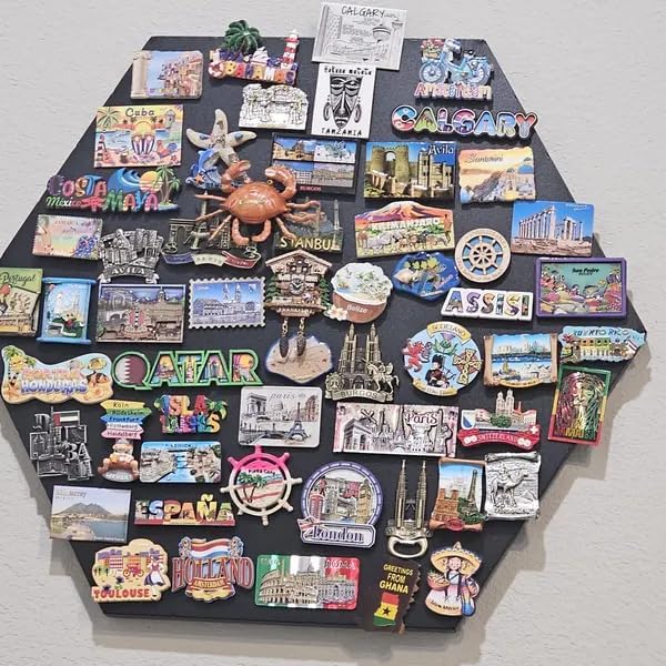 Detalle de FYLZSIGN Hex-mag-01 zeshoekig magnetisch prikbord van zwart metaal, 20 x 20 cm
