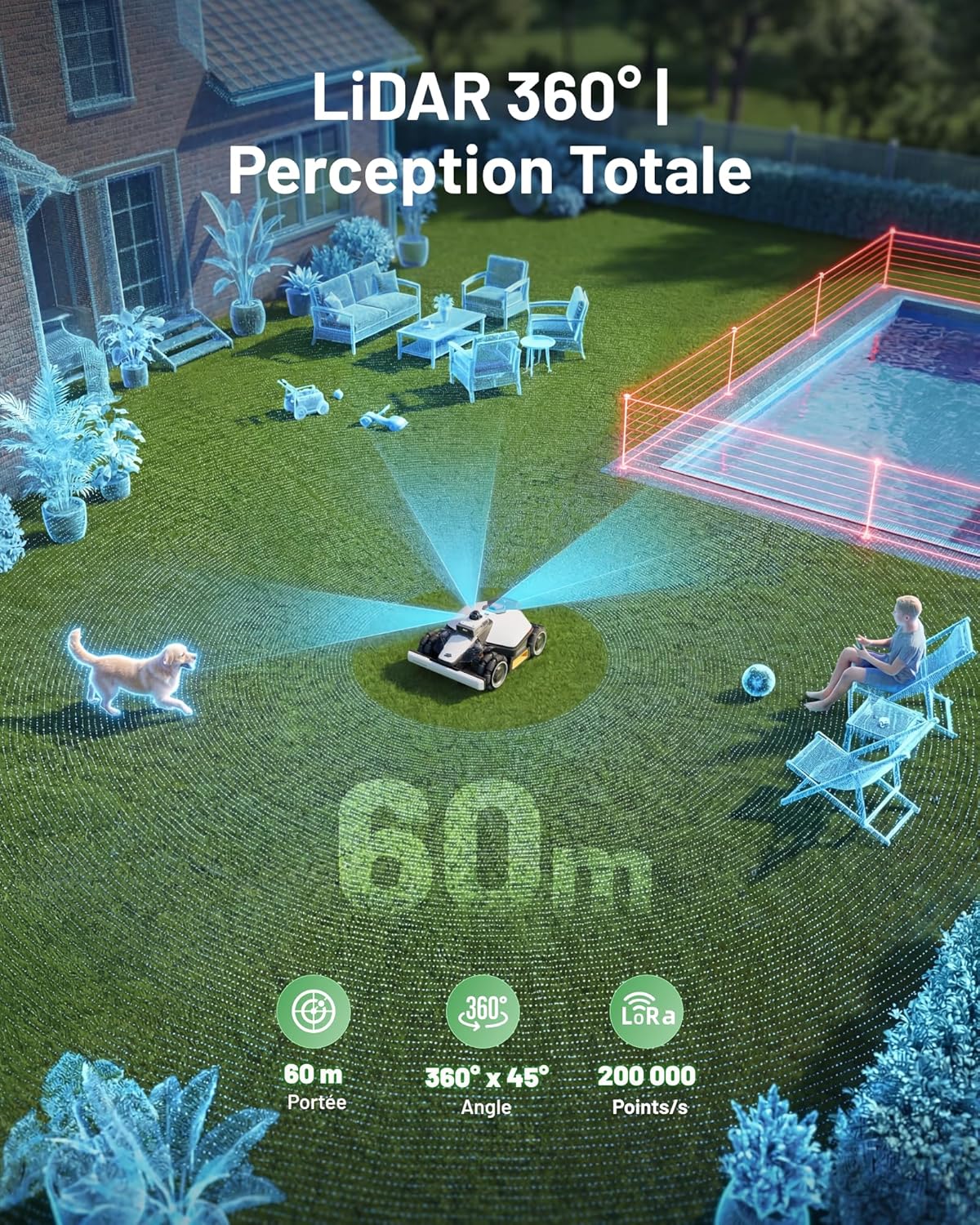 Thumbnail 2 de MAMMOTION LUBA Mini 2 AWD 1500 – Robot Tondeuse sans Fil avec Mini Garage et Nettoyage, 360° LiDAR, IA et Multi-zones