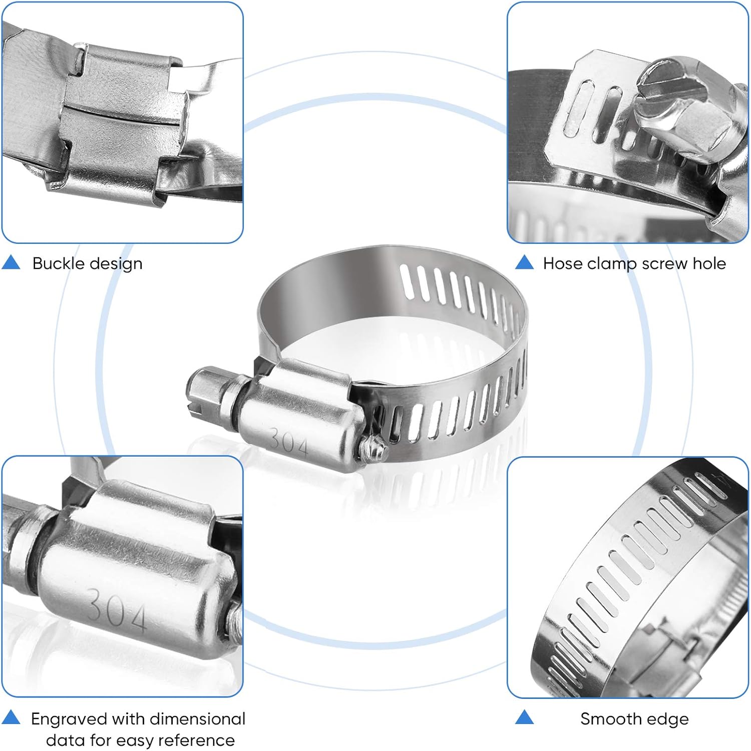 Detalle 2 de TICONN 40PCS Hose Clamp Set 1/4"–1-1/8" for Plumbing