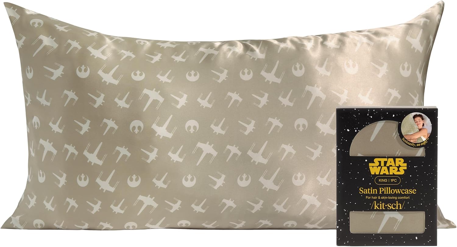 Kitsch x Star Wars Rebel Alliance Satin Pillowcase with Zipper — King Size (19x36), Wrinkle-Free & Cooling