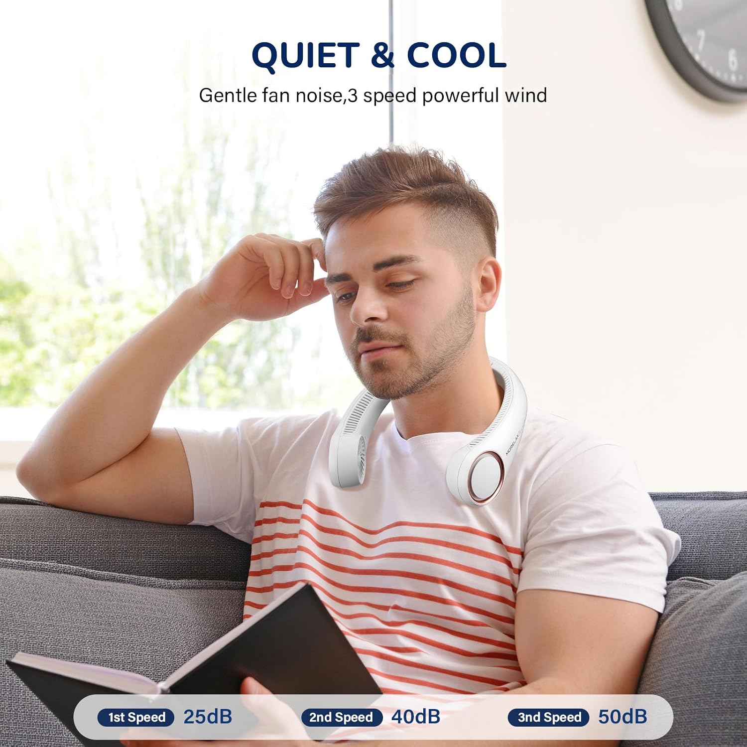 Thumbnail 5 de Morelax Neck Fan, Portable Bladeless Hands-Free Neck Cooler (White)