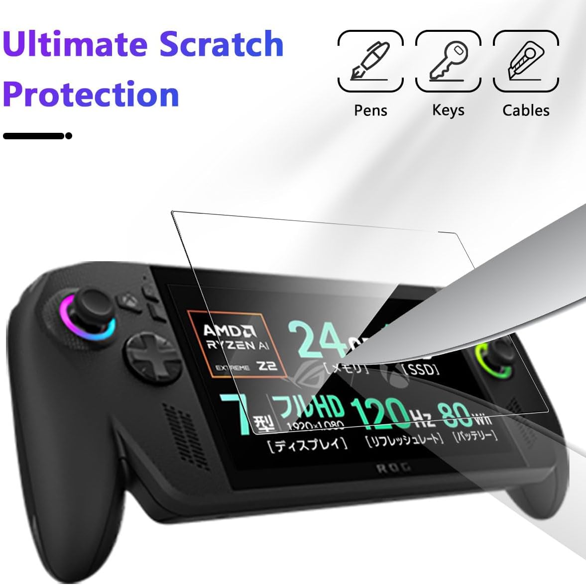 Detalle de Locofun Schutzfolie (2 Stück) für ASUS ROG XBox Ally/Ally X – 9H Panzer-Display mit Anti-Fingerabdruck