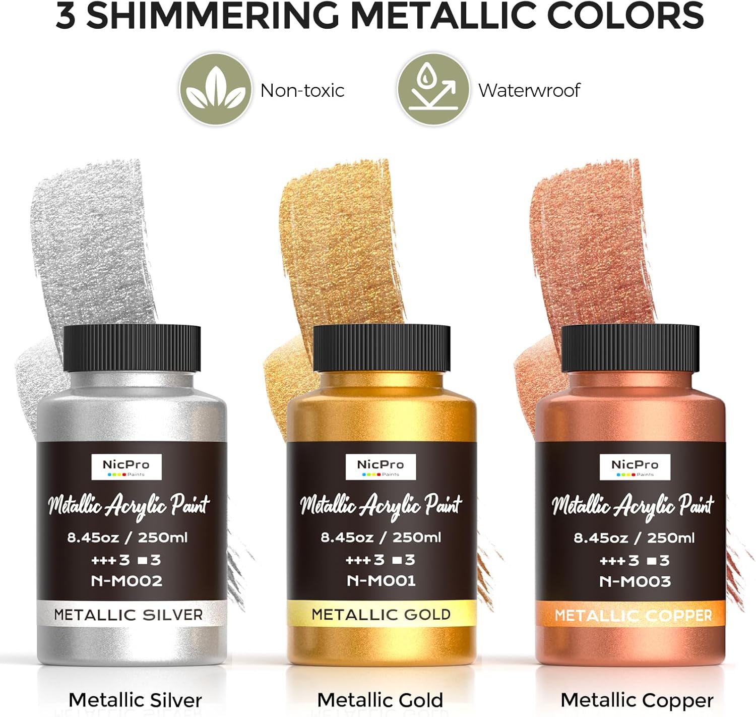 Thumbnail 1 de Nicpro 750 ml peinture acrylique métallisée 🎨