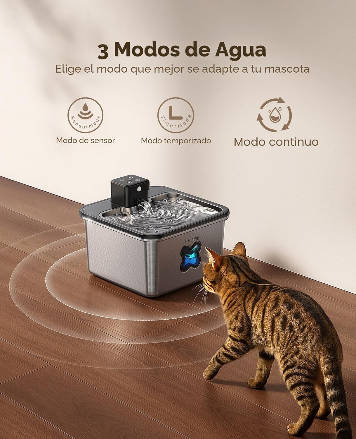 Detalle 1 de FEELNEEDY Fuente para Gatos sin Cable 3.2L