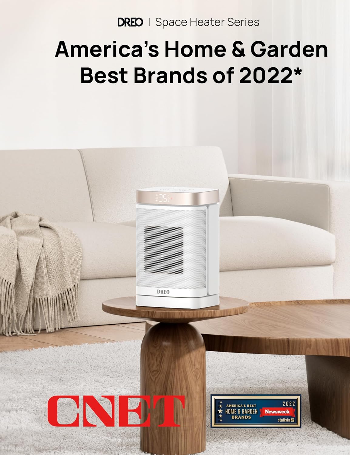 Detalle 2 de DREO Atom One DR-HSH004-G Ceramic Space Heater, 1500 W, 70° Oscillation