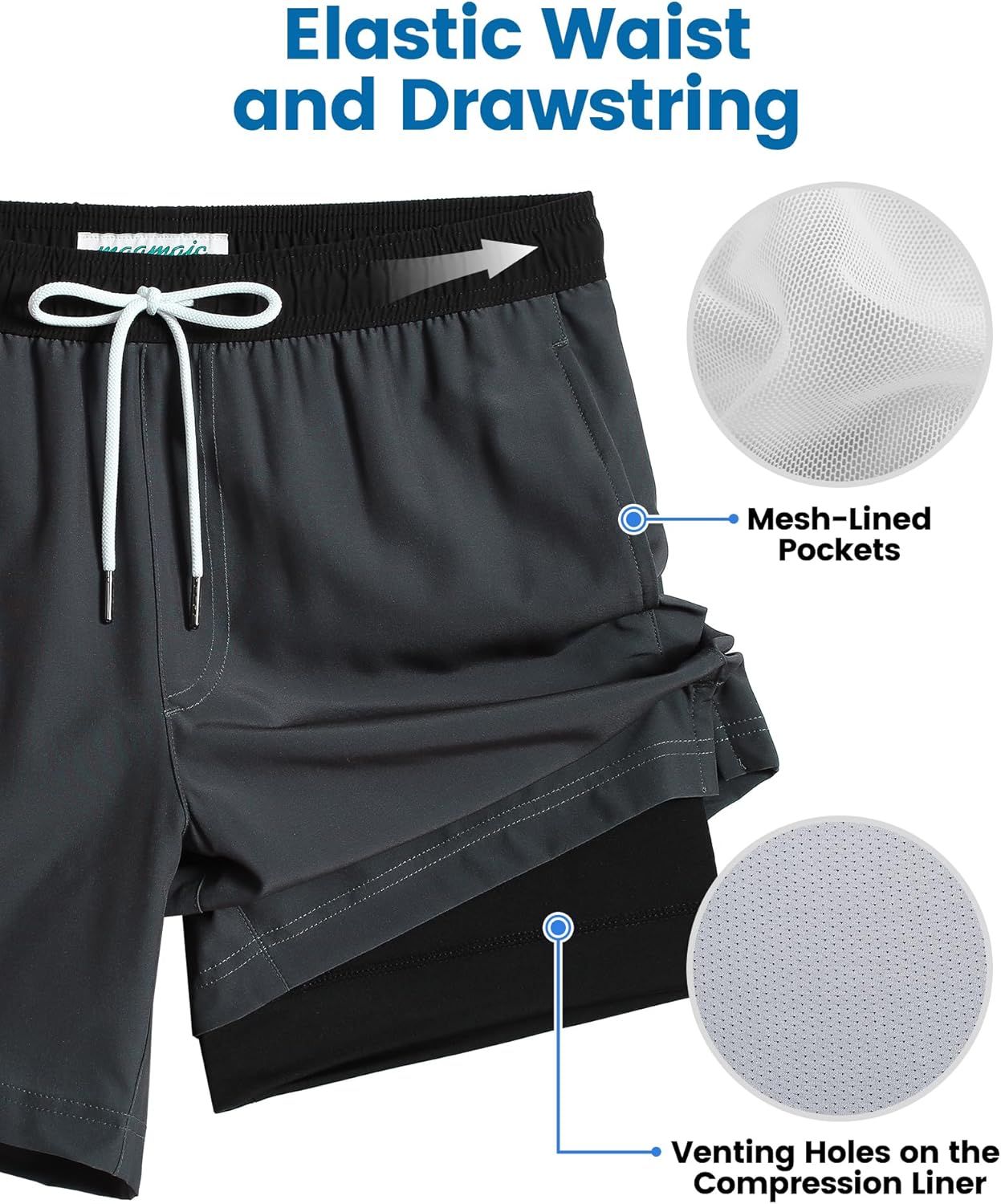 Thumbnail 1 de maamgic Men's Swim Trunks with Compression Liner and 7-Inch Inseam