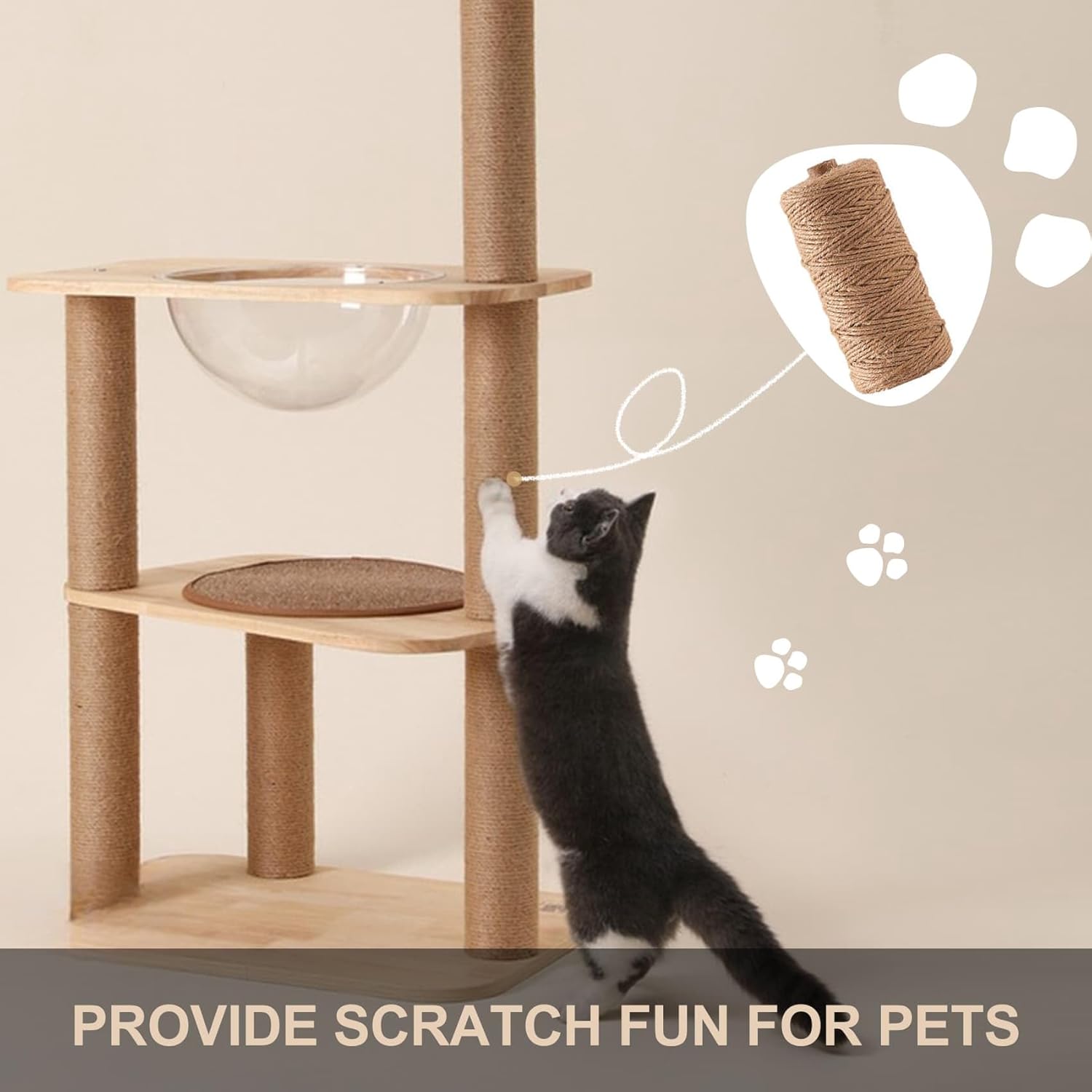 Thumbnail 5 de 6mm x 50m Sisal Cat Scratching Rope for Repairs 🐱