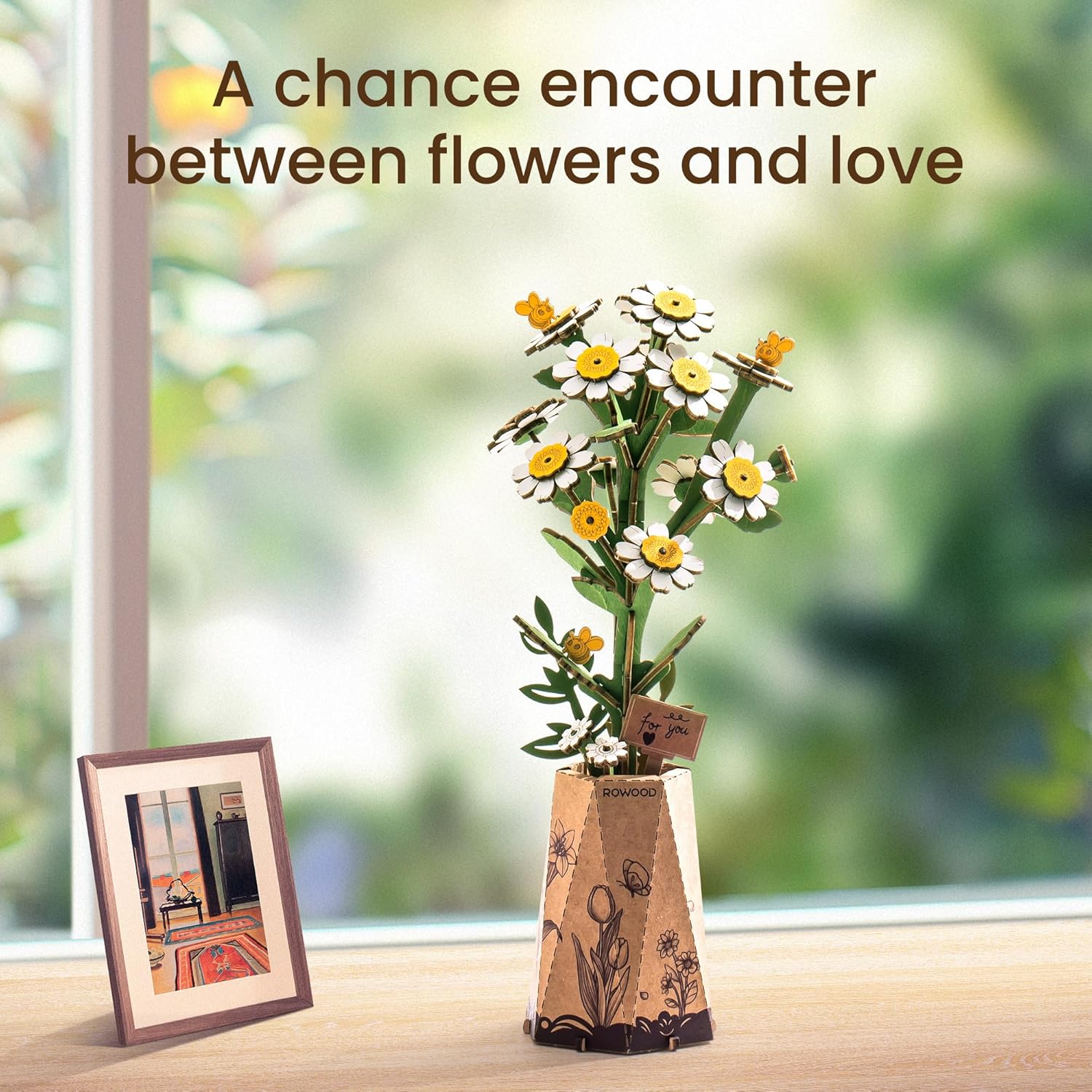 Thumbnail 1 de rowood 3D Wooden Flower Puzzle DIY – wooden artificial flower model kit for adults