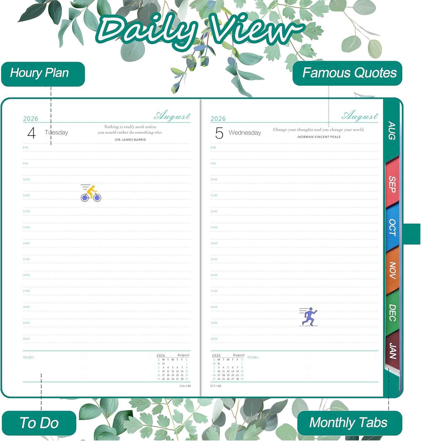 Thumbnail 3 de Academic Diary 2026–2027 A5 Day to Page (Pink) Hardback Planner with Pen Holder