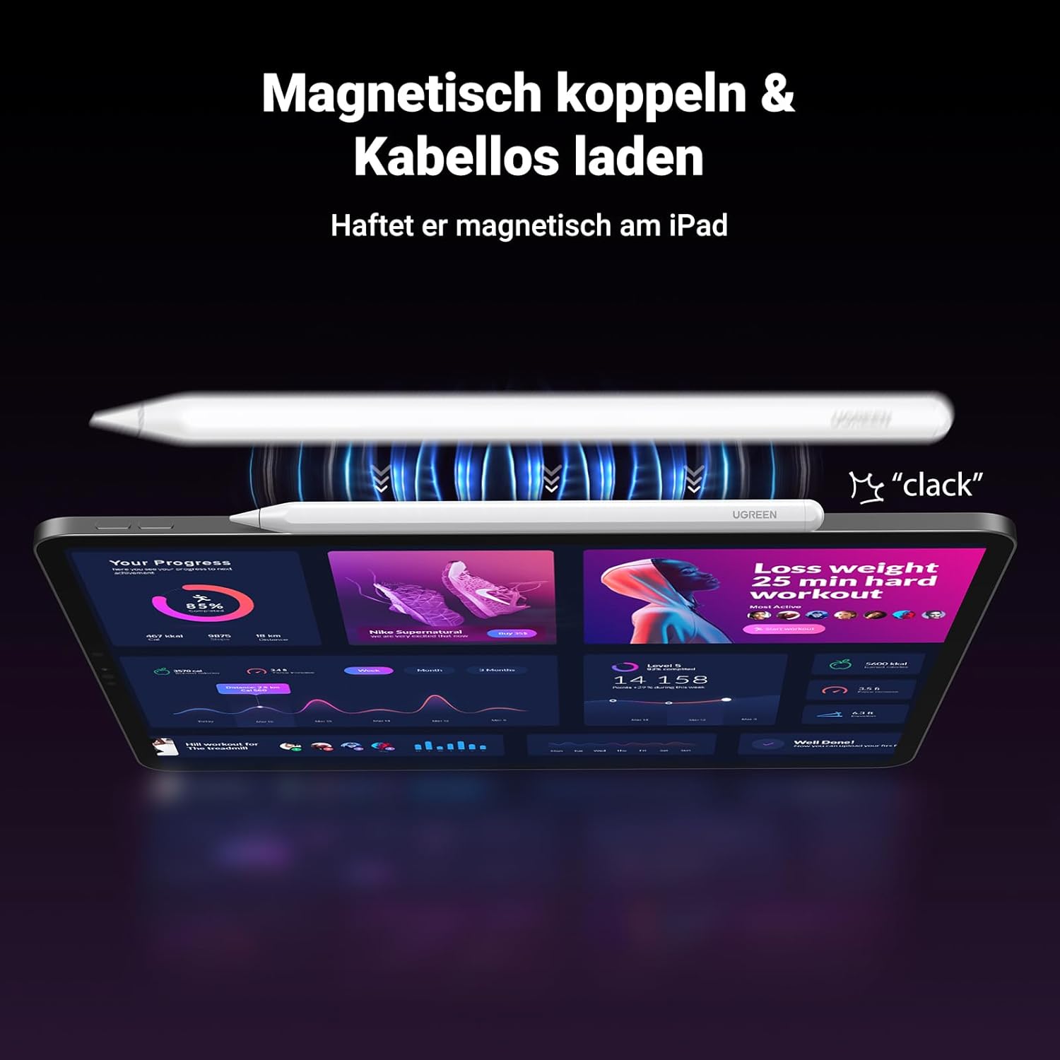 Thumbnail 2 de UGREEN Stift für iPad 2. Generation – magnetisch, kabellos laden und Neigungserkennung