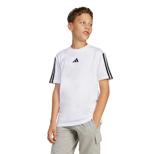 Detalle de Adidas Bambini Essentials 3 Stripes T-Shirt - 15-16 anni, White/Black