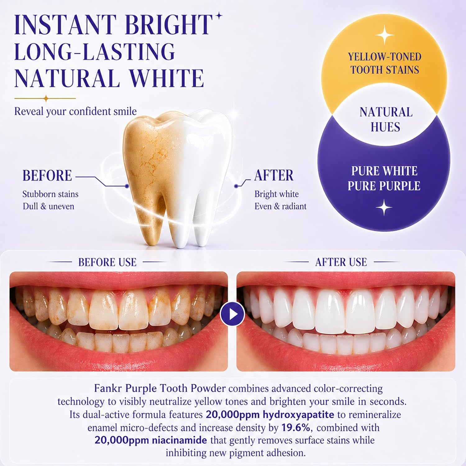Thumbnail 2 de Teeth Whitening Powder with 20,000ppm Hydroxyapatite & 20,000ppm Niacinamide — Remineralizing Whitening Formula