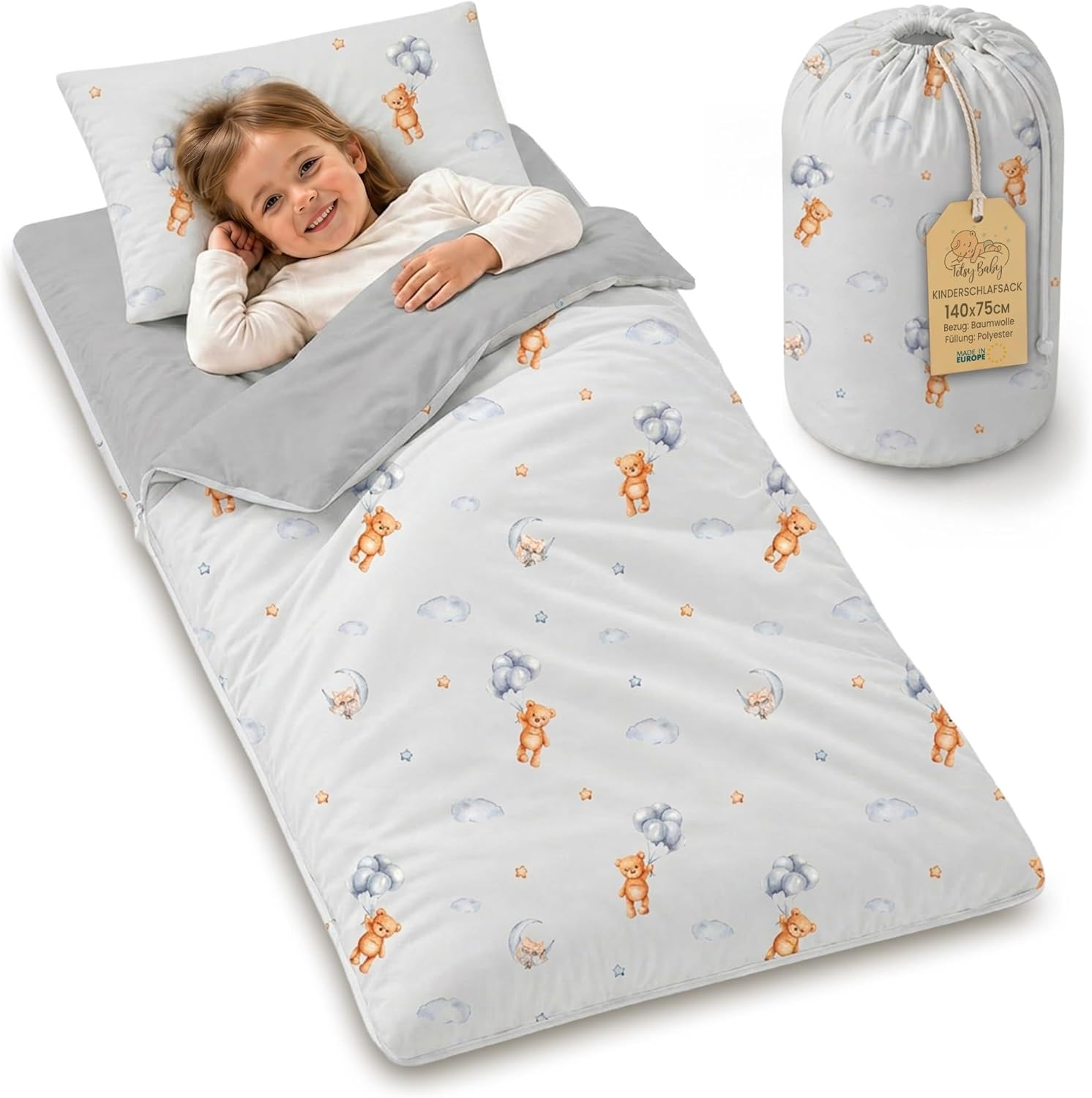 Thumbnail 6 de Totsy Baby Kinderschlafsack mit Kissen und Reißverschluss (3–7 Jahre) – 75 x 140 cm, Salbeifarbe
