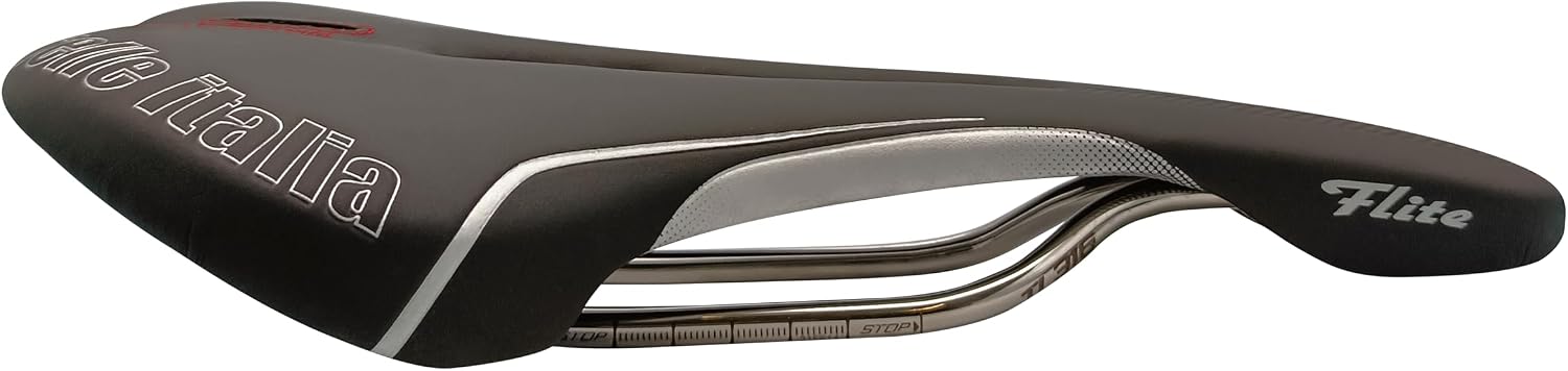 Detalle de Selle Italia FLITE TI 316 Flow: Selle Route Souple Ultralégère, Forme Plate et Cadre TI 316