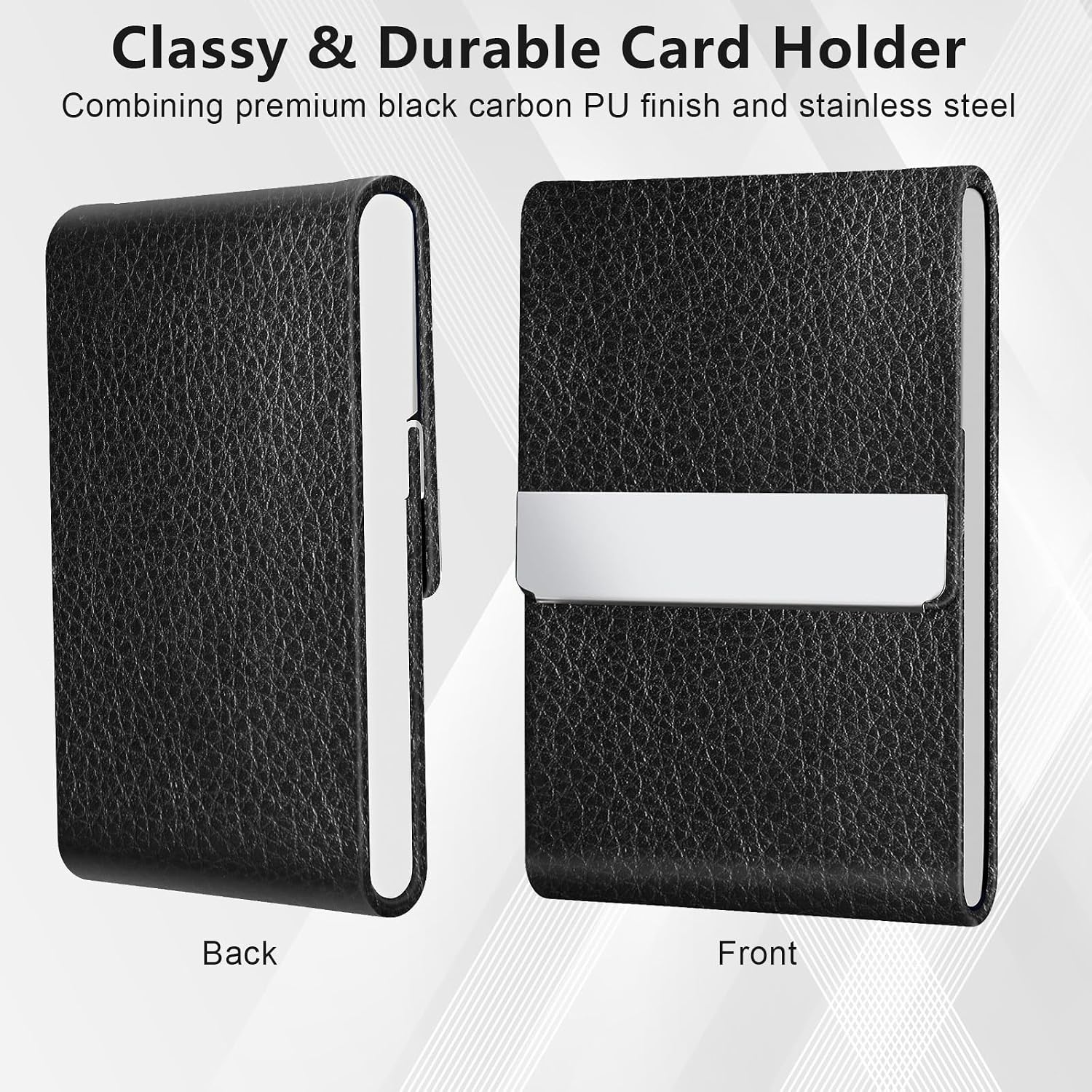 Thumbnail 6 de BABAWOWO Slim RFID-Blocking Business Card Holder – Litchi Pattern Black