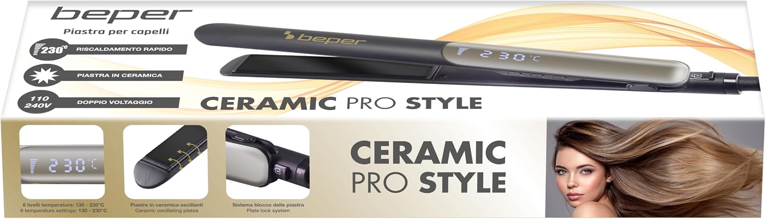 Thumbnail 6 de Beper P301PIS200 piastra per capelli in ceramica con 6 livelli fino a 230°C