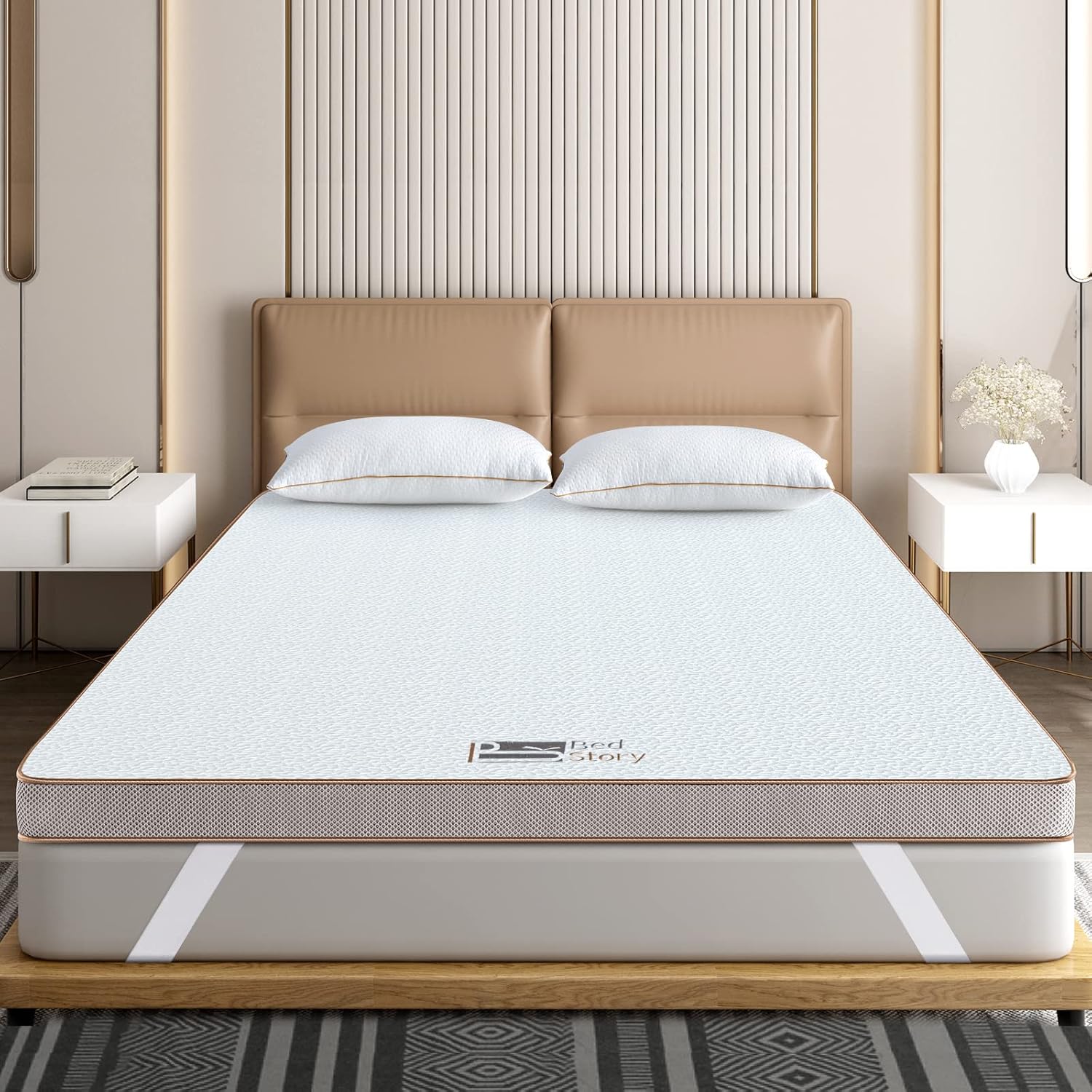 Thumbnail 6 de BedStory Topper 160x200 cm mit 2 Härtegraden H3/H2, 7,5 cm Gel-Memory-Schaum & abziehbarem Bezug