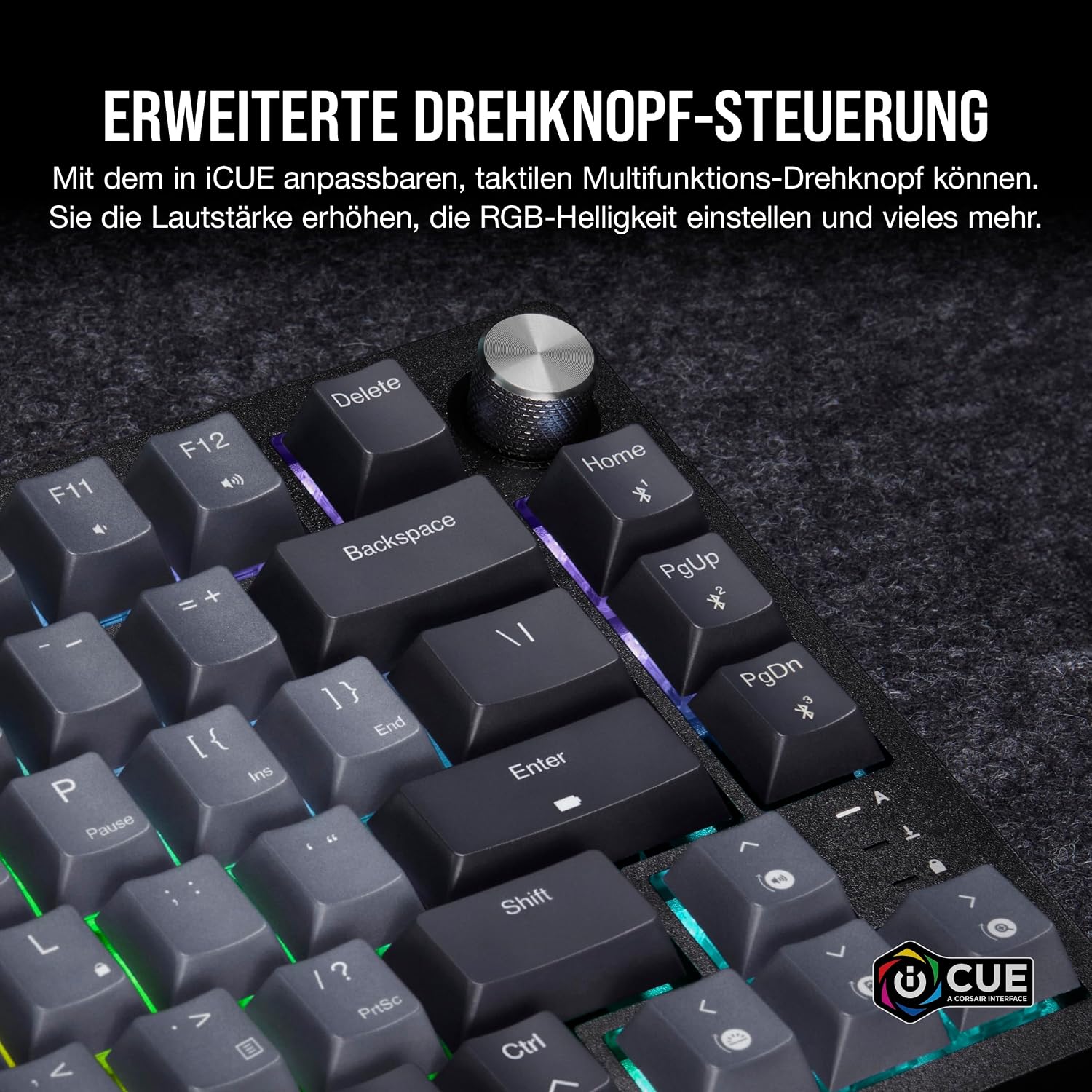 Detalle de Corsair K65 Plus Wireless 75% RGB Mechanische Tastatur (QWERTZ DE) mit MLX Red, Hot-Swap, PBT-Kappen