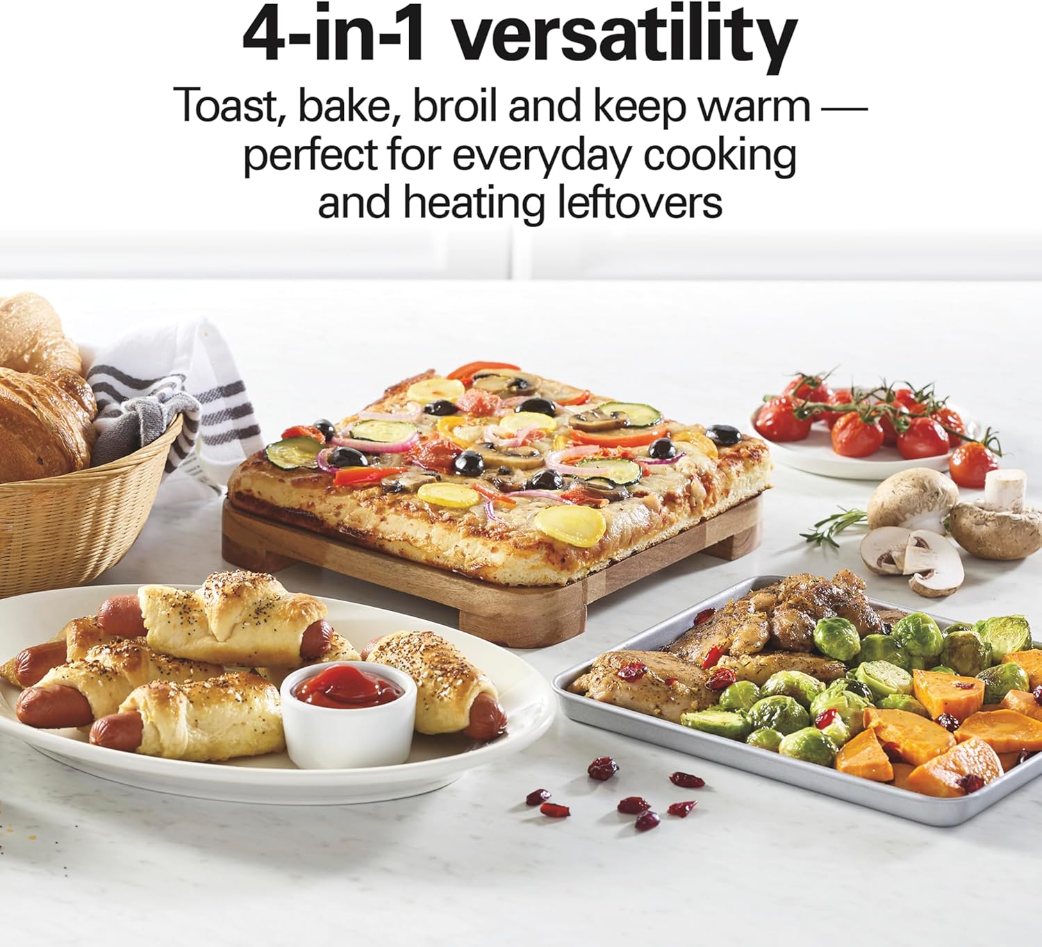 Detalle de Hamilton Beach 31401 Countertop Toaster Oven & Pizza Maker (Stainless Steel) — 4-Slice Capacity